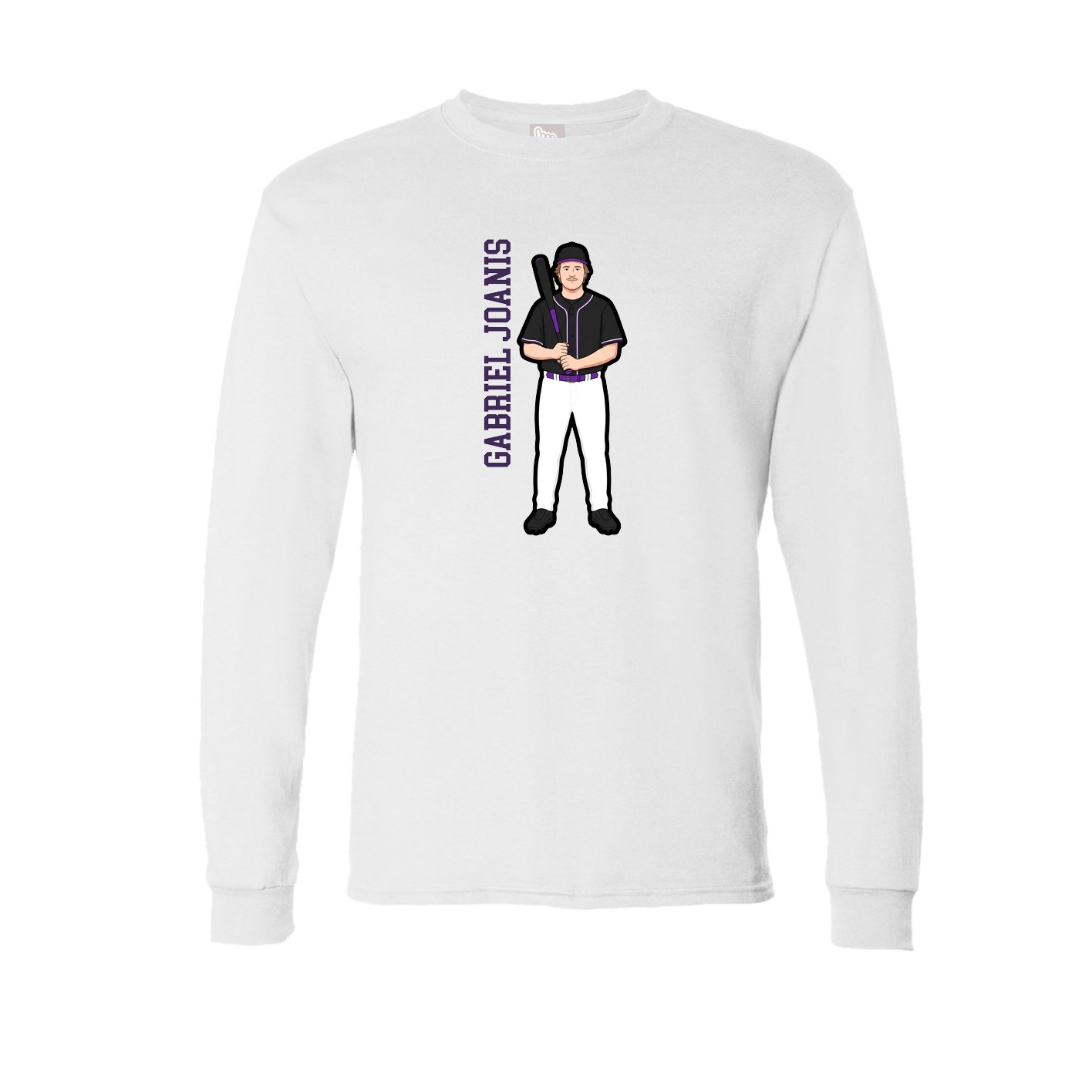 Long Sleeve Tee — Name Vertical in White