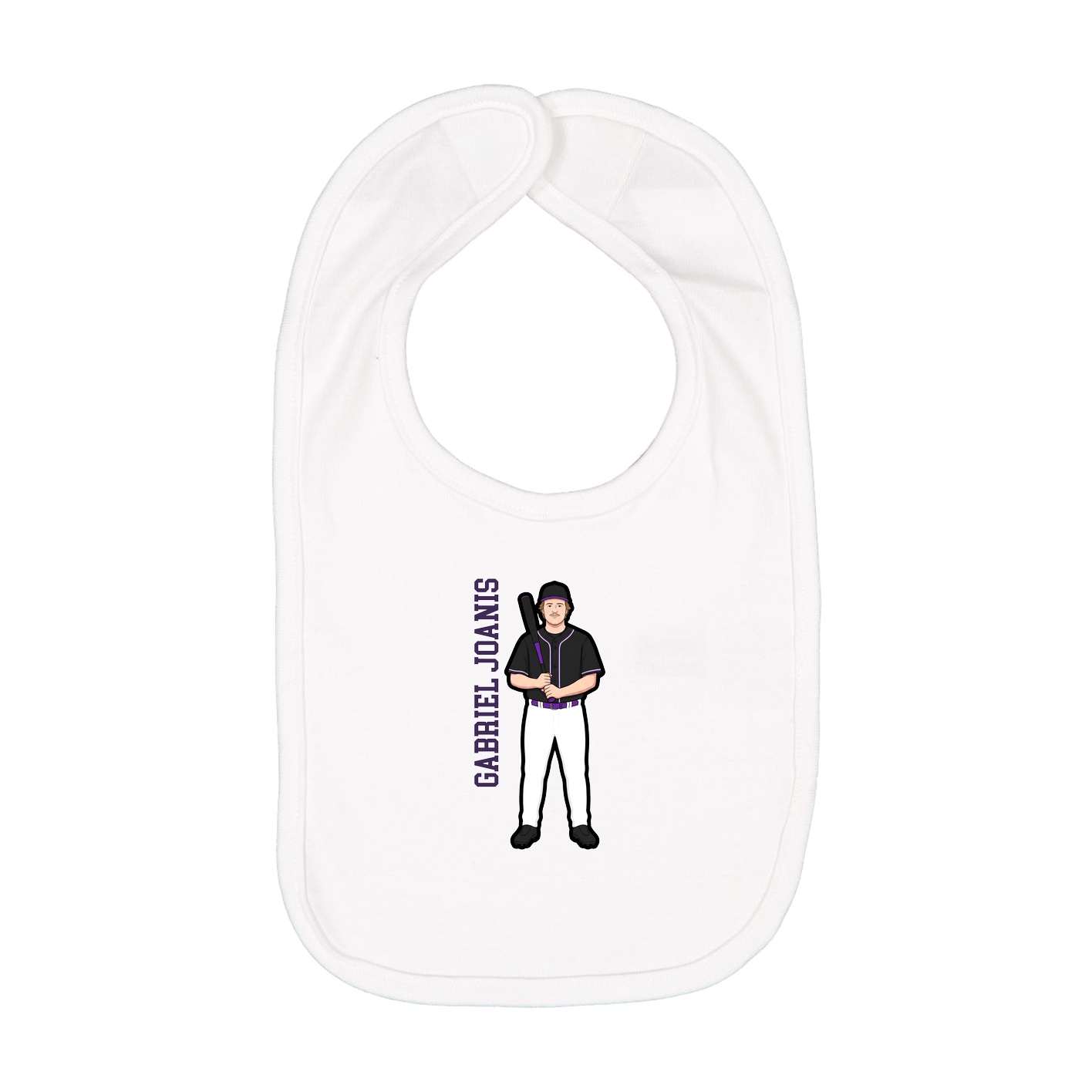 Infant Bib — Name Vertical in White
