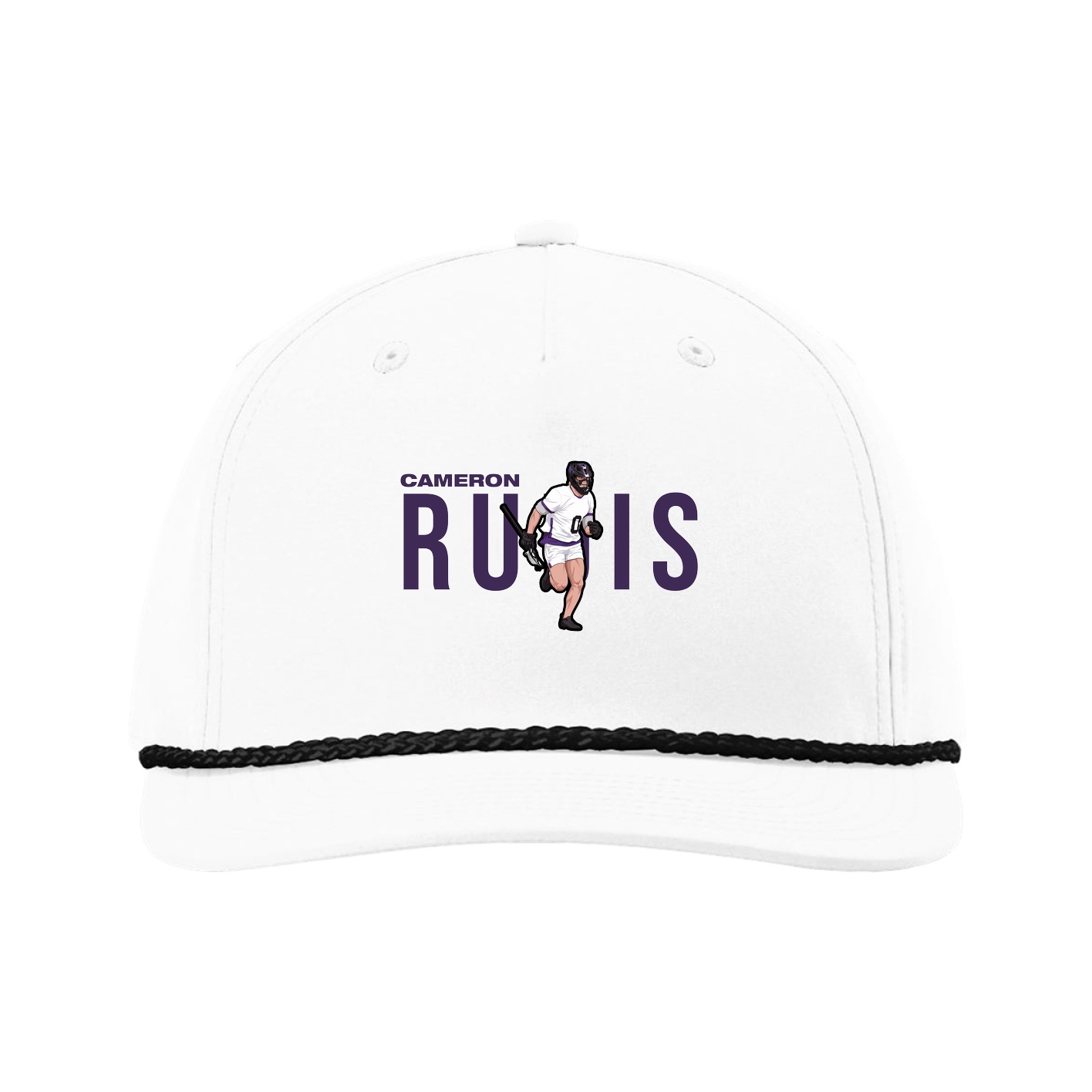 Five-Panel Classic Rope Cap — Player Name in White
