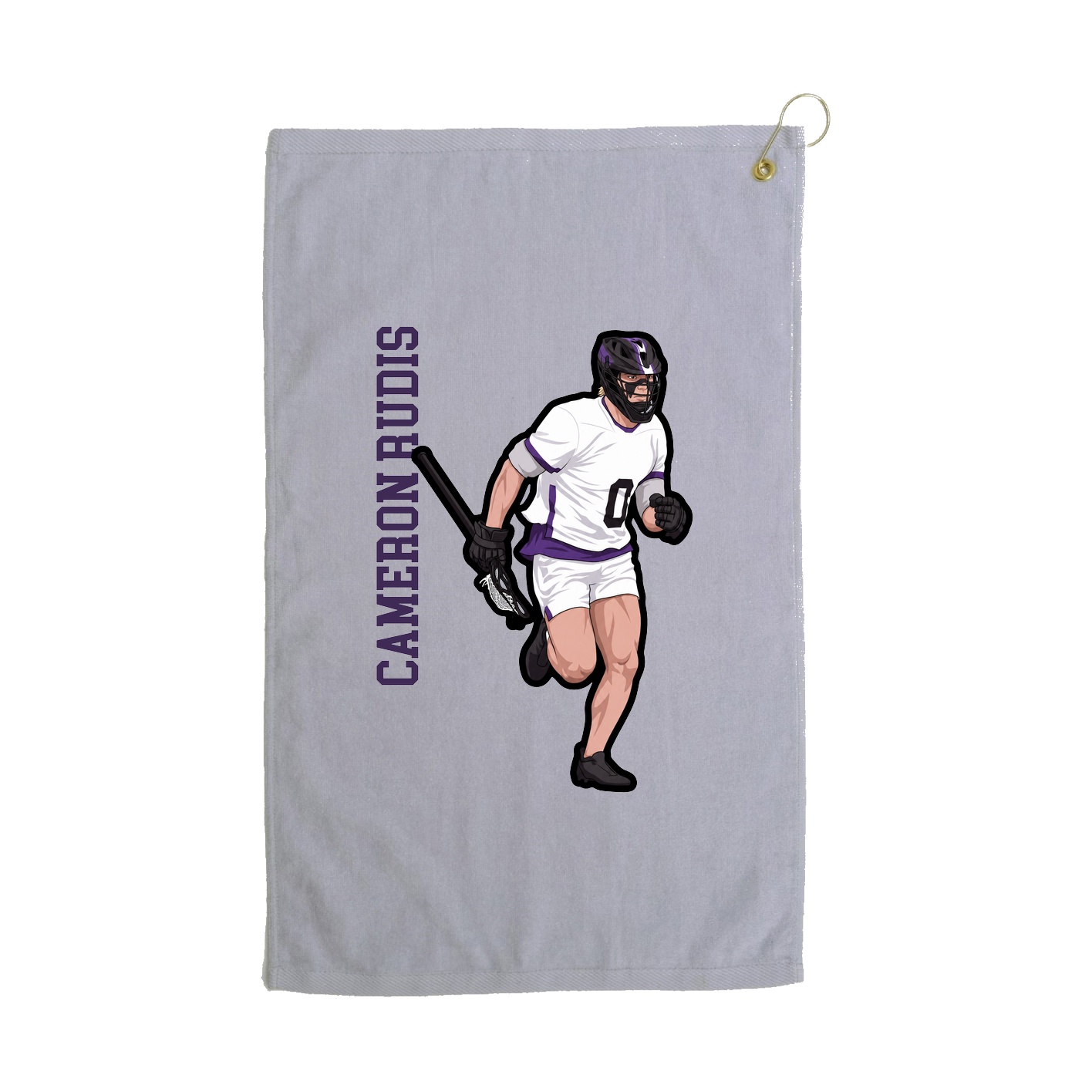 Golf Towel — Name Vertical in Grey