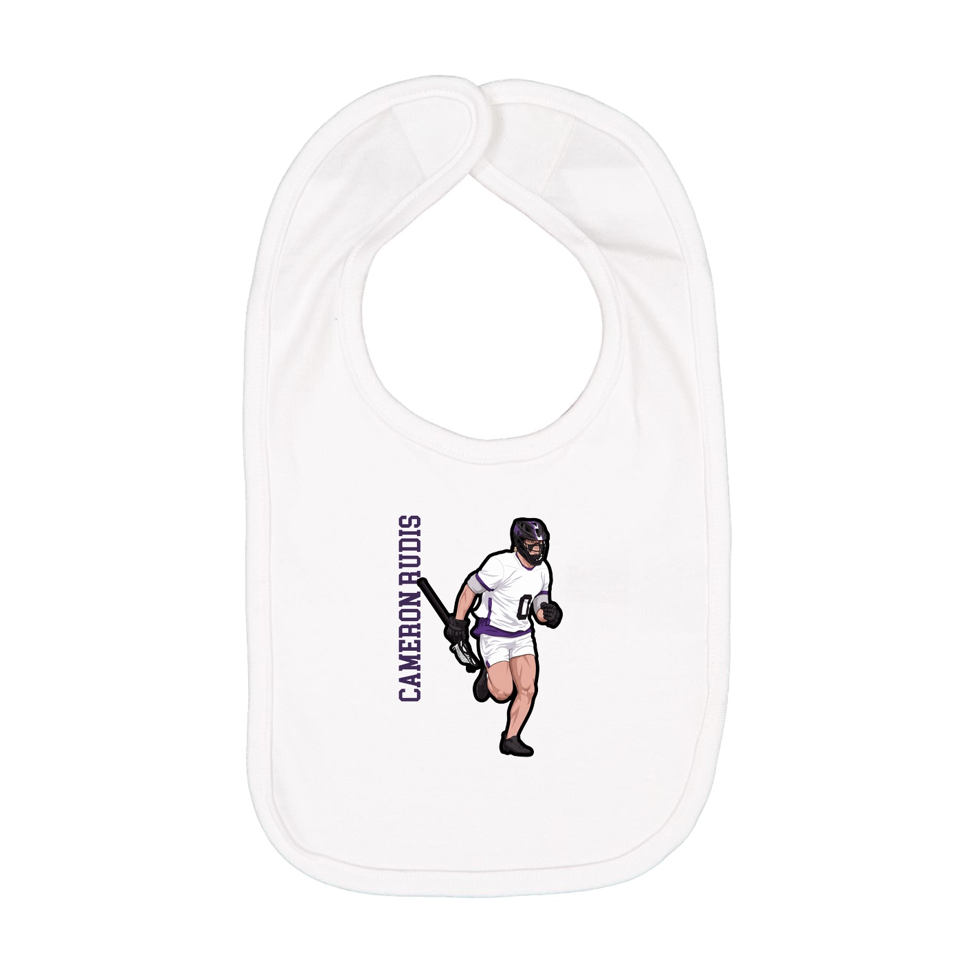 Infant Bib — Name Vertical in White