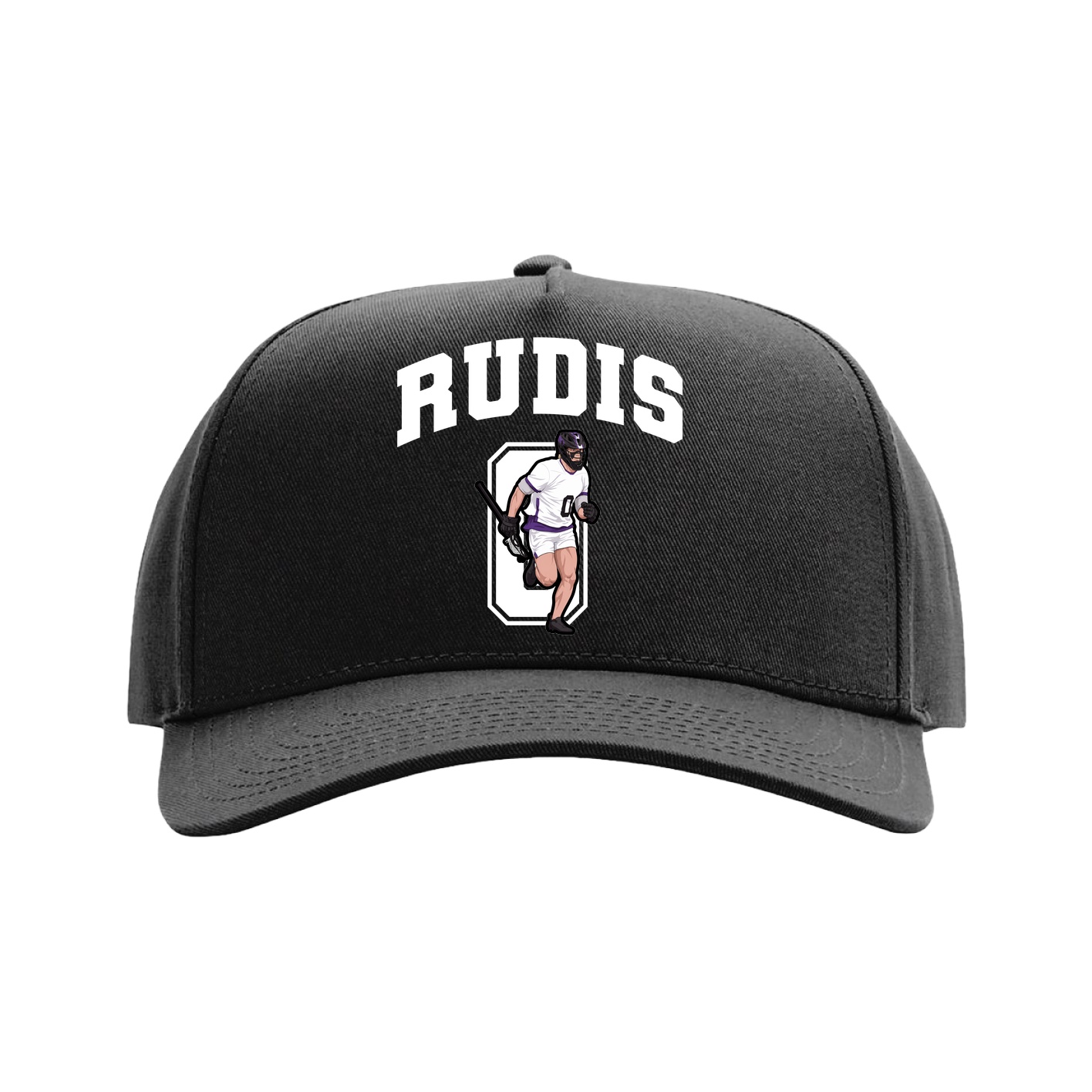 Full Fabric Five-Panel Champ Cap — Number in Black