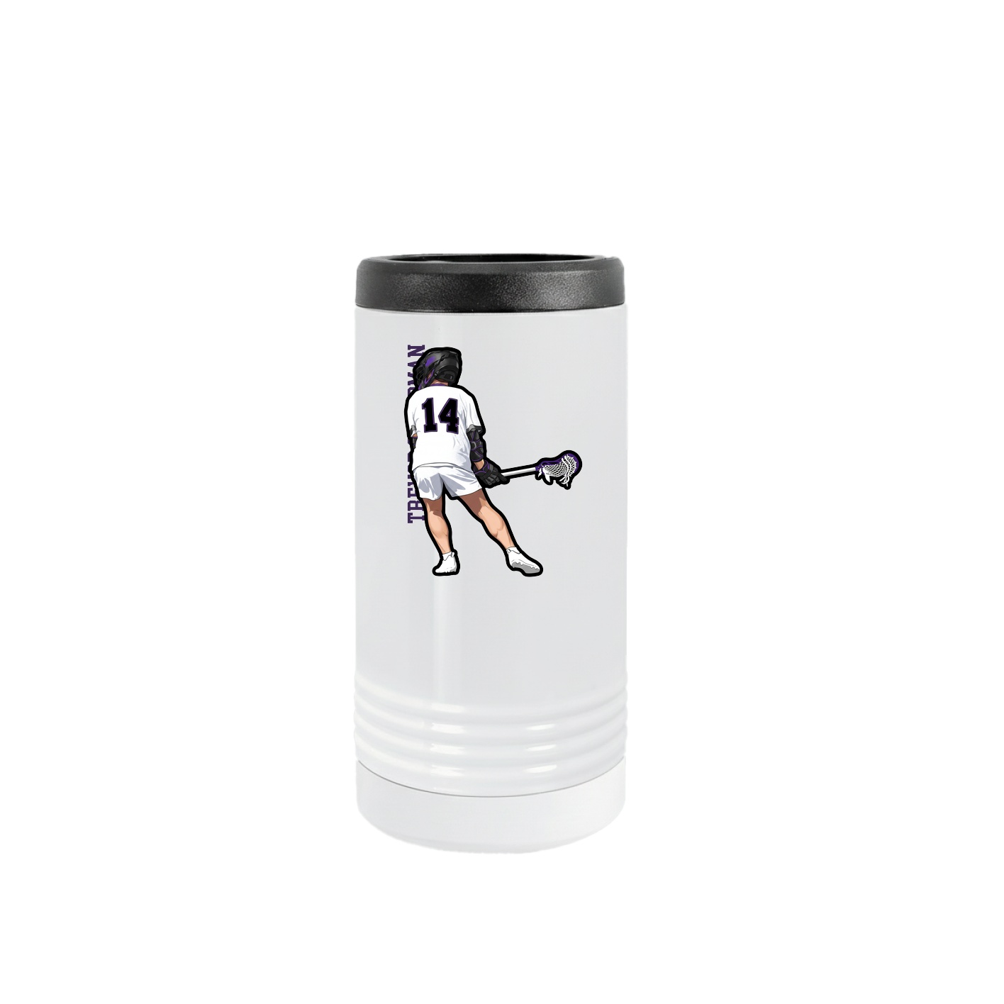 Slim Beverage Holder — Name Vertical in White