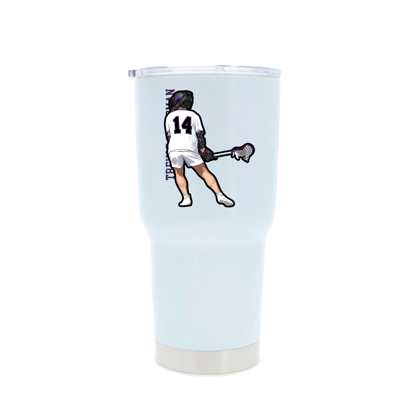 30oz Stainless Steel Tumbler — Name Vertical in White
