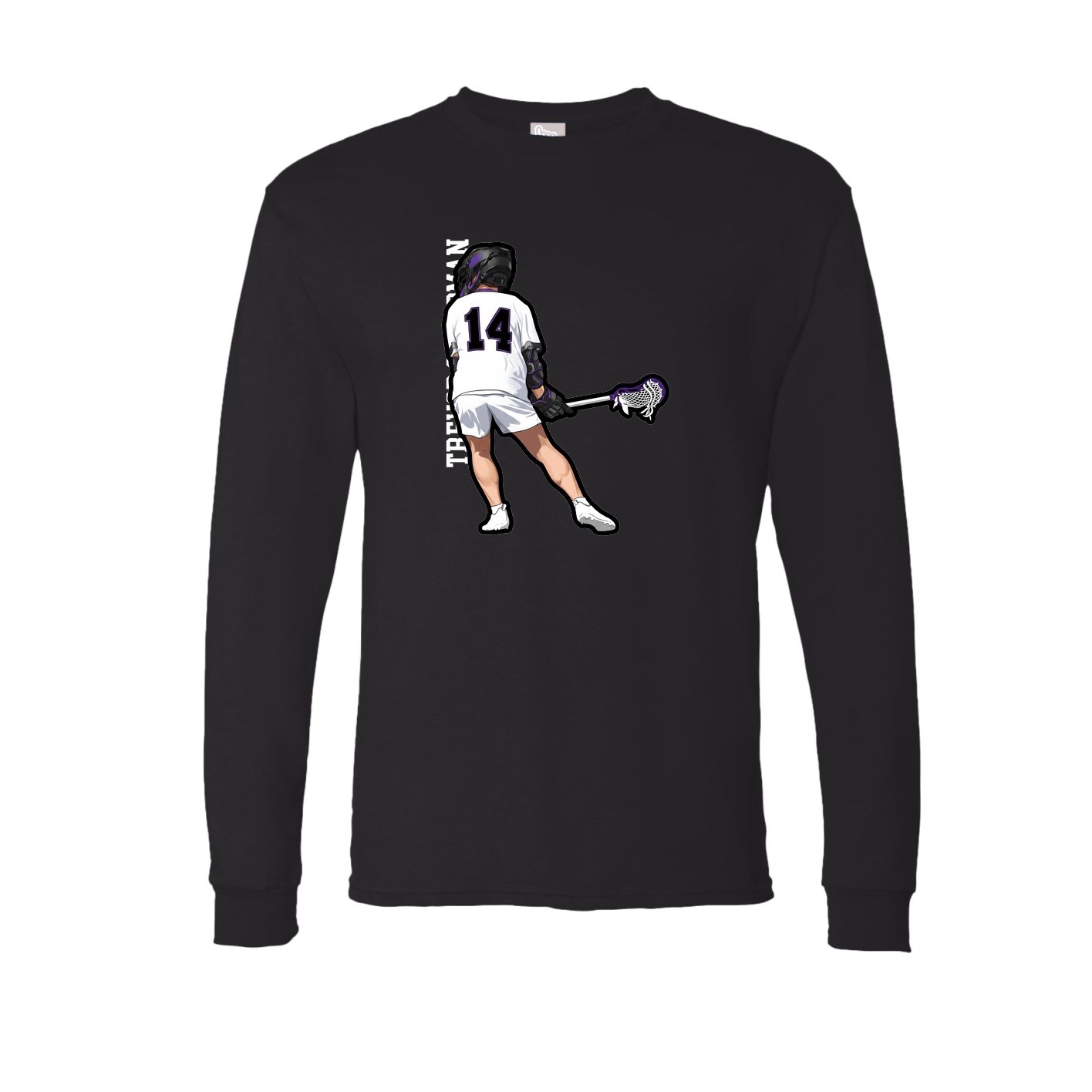 Long Sleeve Tee — Name Vertical in Black