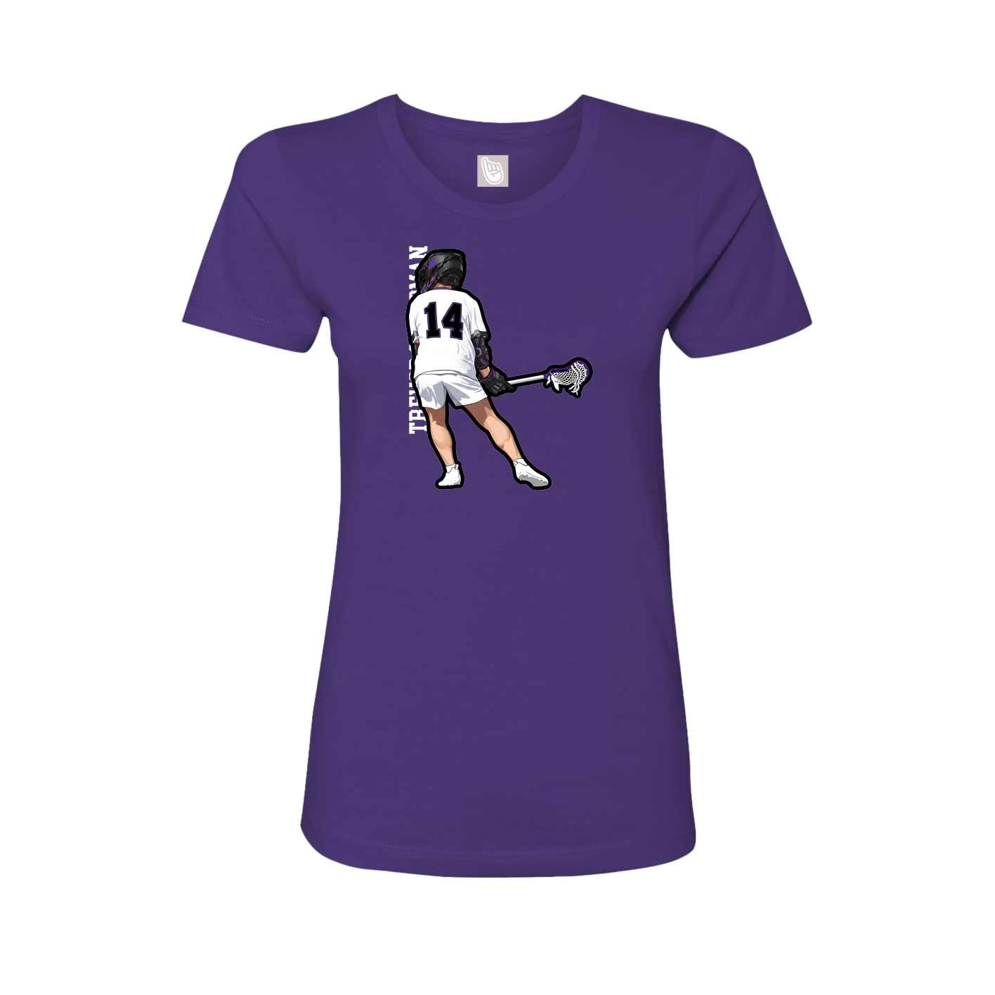 Fitted Women's Tee — Name Vertical in Purple