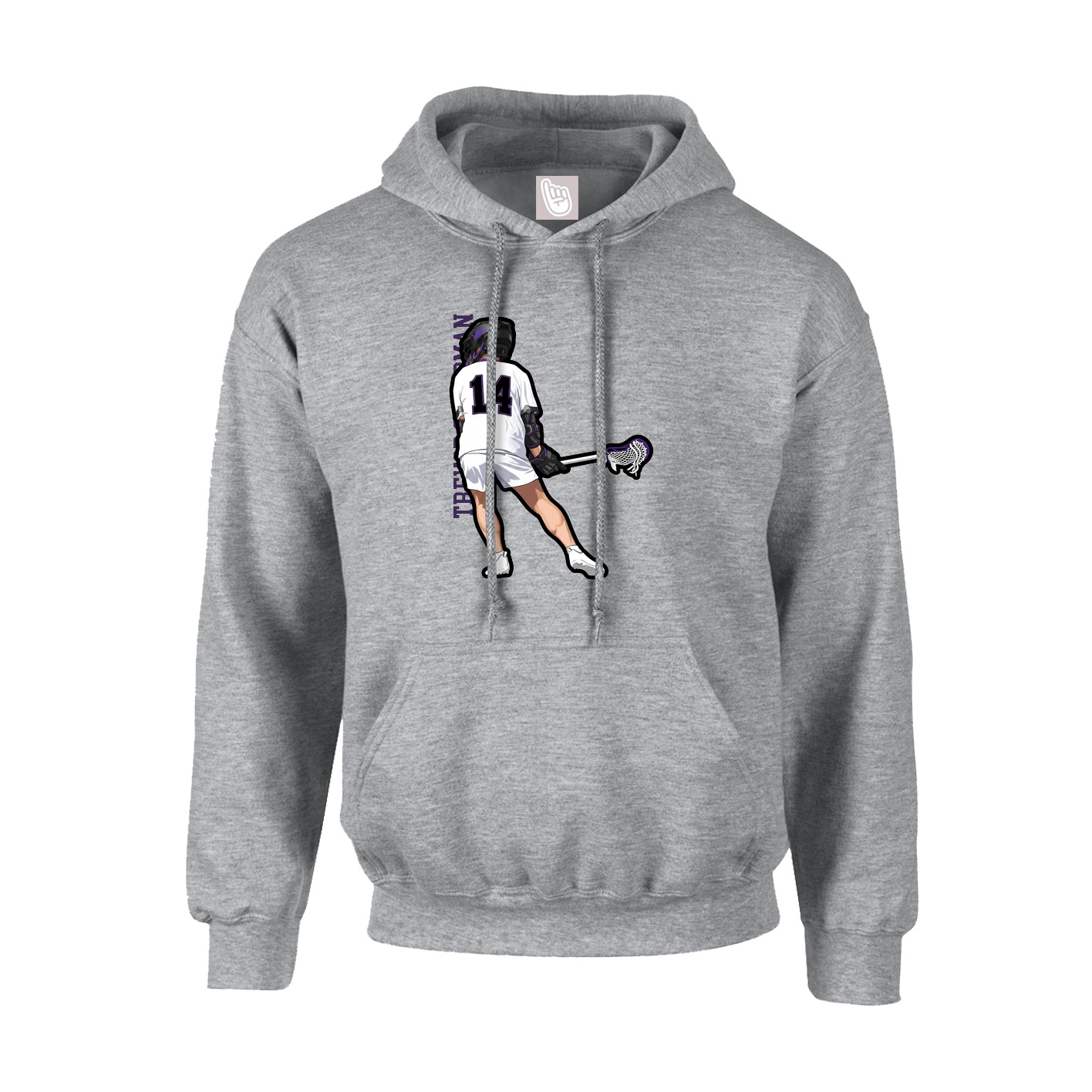 Youth Hoodie — Name Vertical in Grey