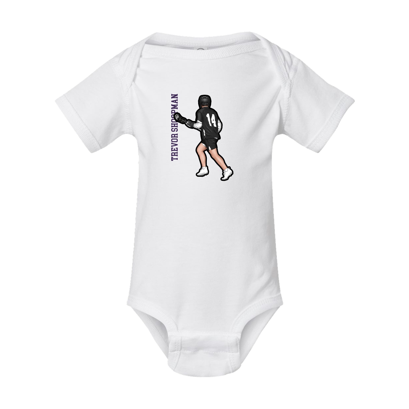 Baby Onesie — Name Vertical in White
