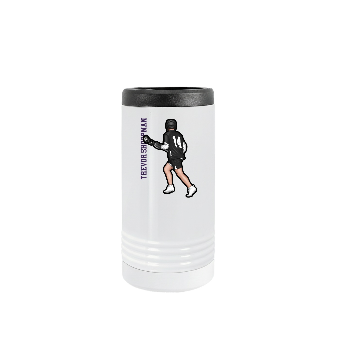 Slim Beverage Holder — Name Vertical in White