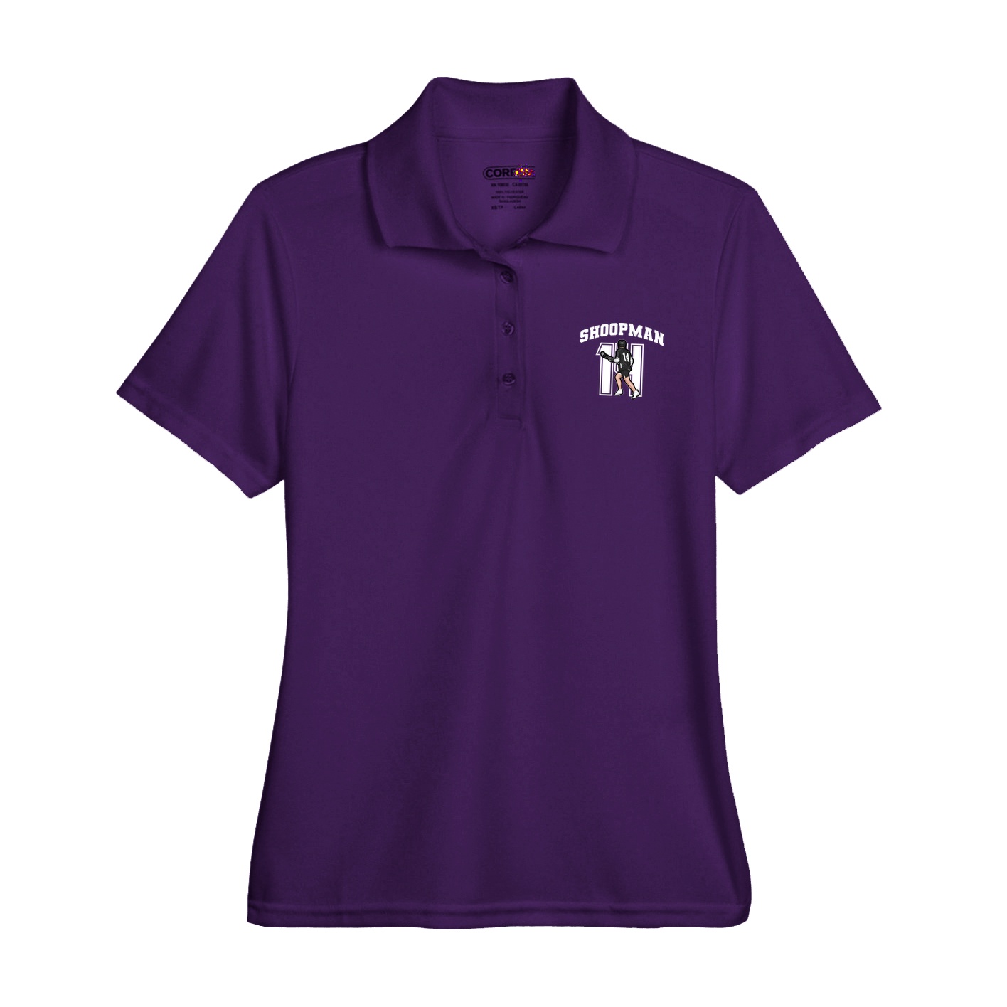 Womens Performance Polo — Number in Purple