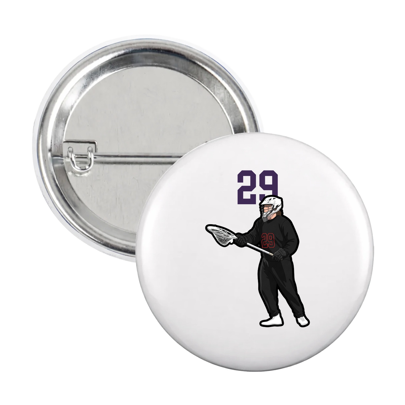 Game Day Button — Number Top in White