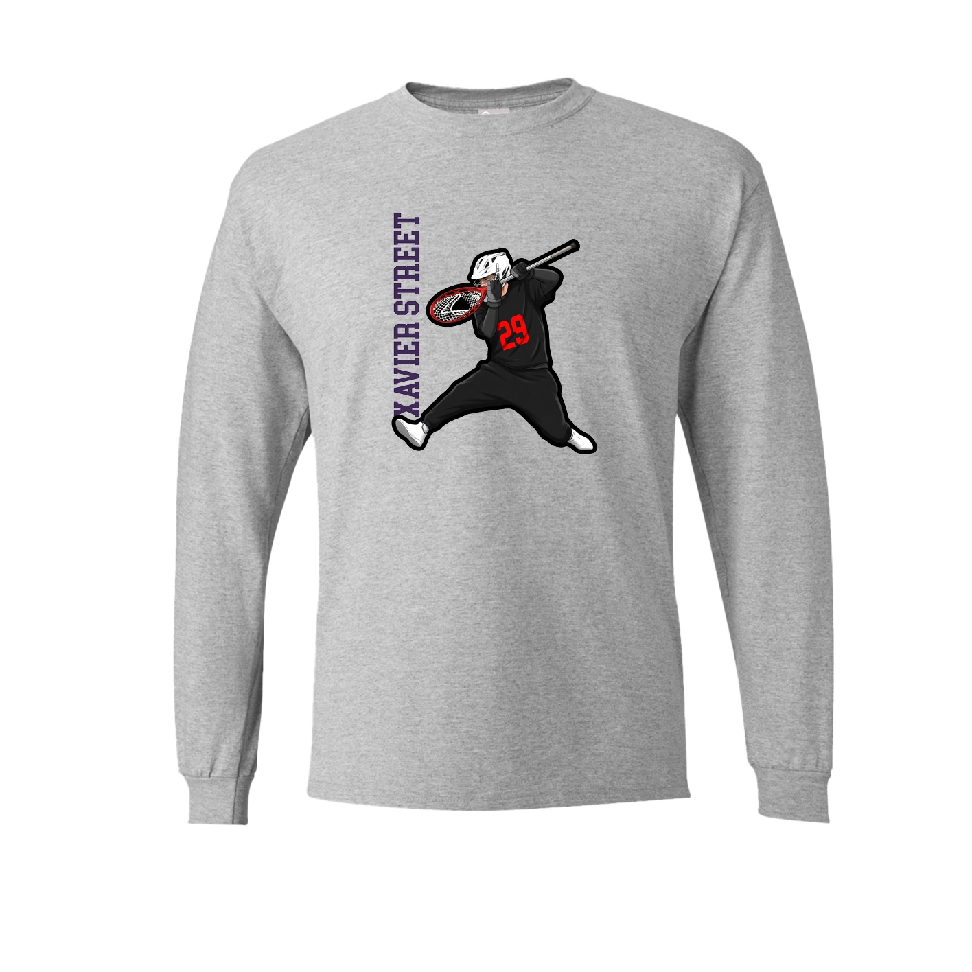 Long Sleeve Tee — Name Vertical in Grey