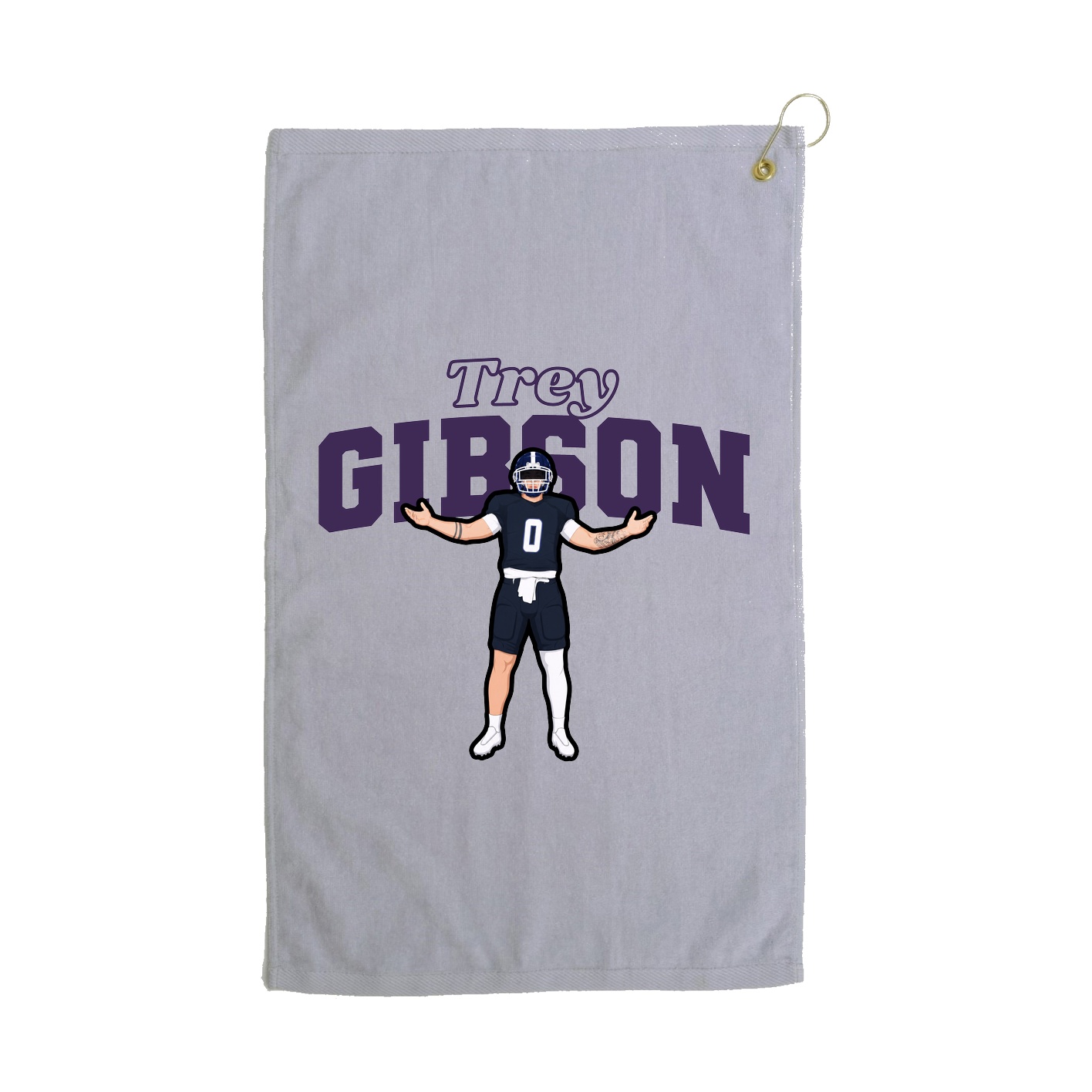 Golf Towel — Name Arch in Grey
