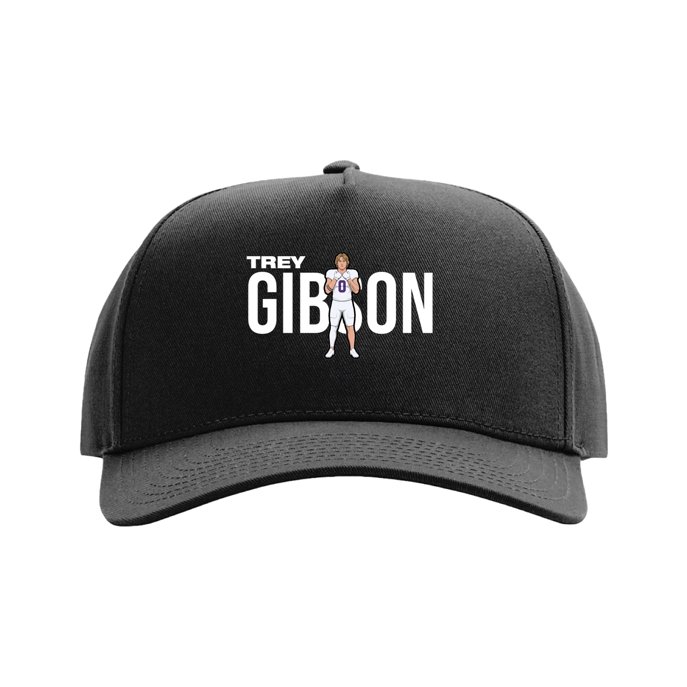 Full Fabric Five-Panel Champ Cap — Player Name in Black