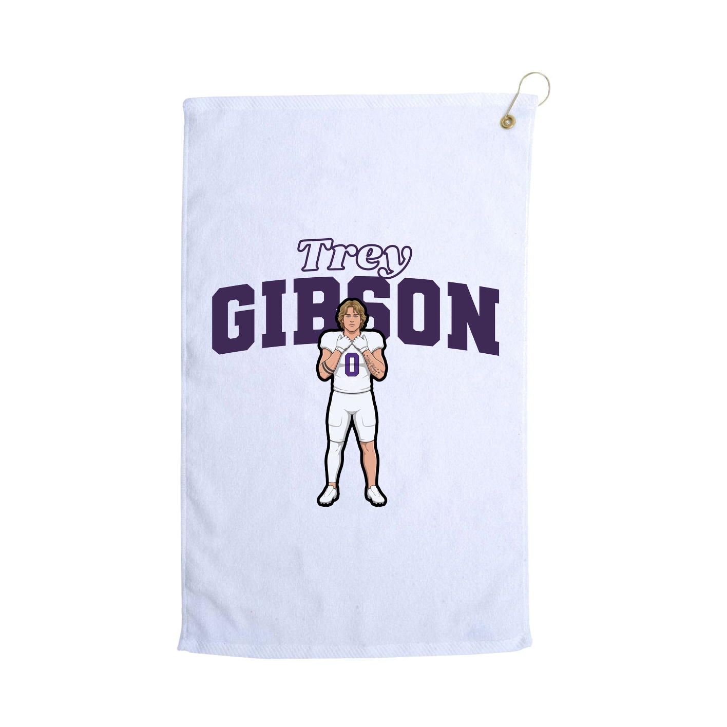 Golf Towel — Name Arch in White
