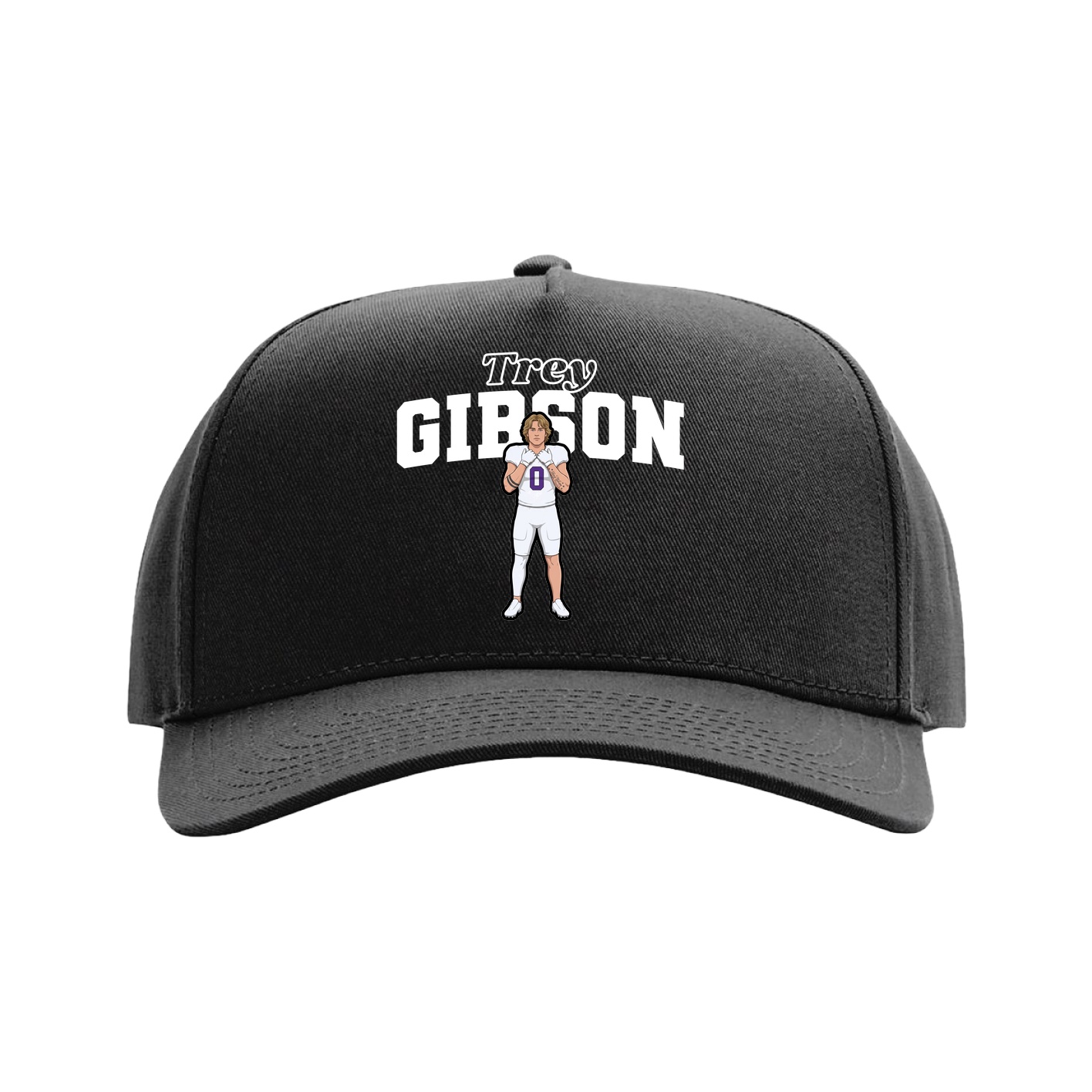 Full Fabric Five-Panel Champ Cap — Name Arch in Black