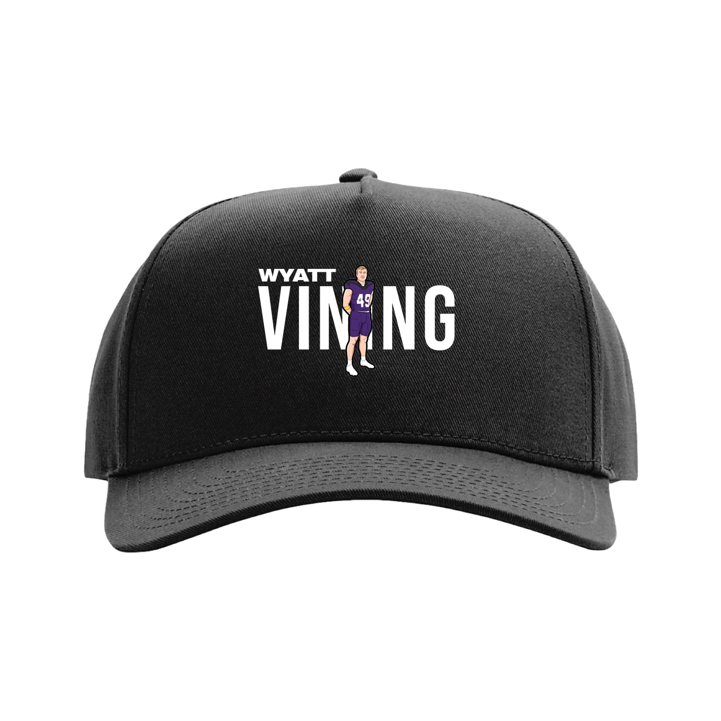 Full Fabric Five-Panel Champ Cap — Player Name in Black