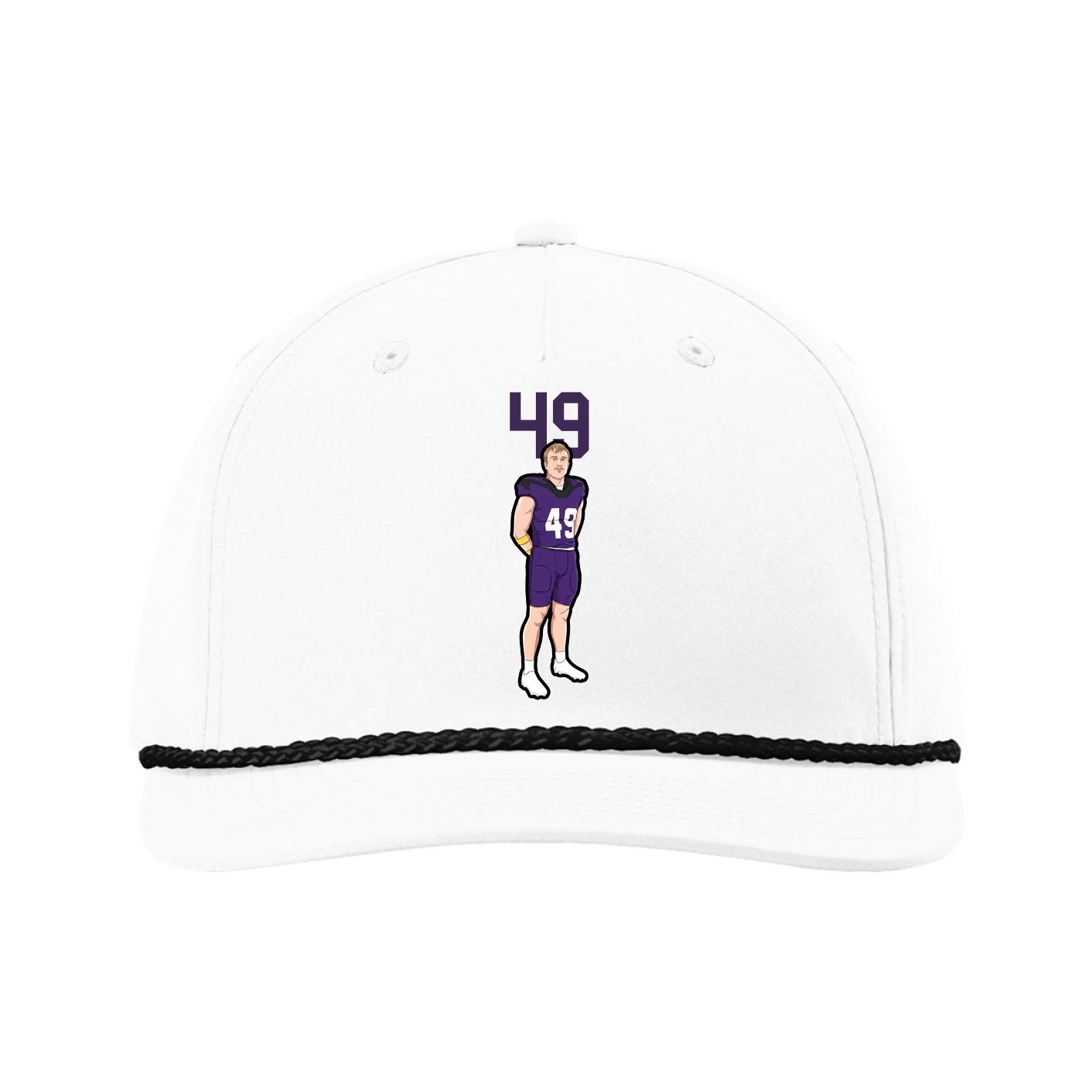 Five-Panel Classic Rope Cap — Number Top in White