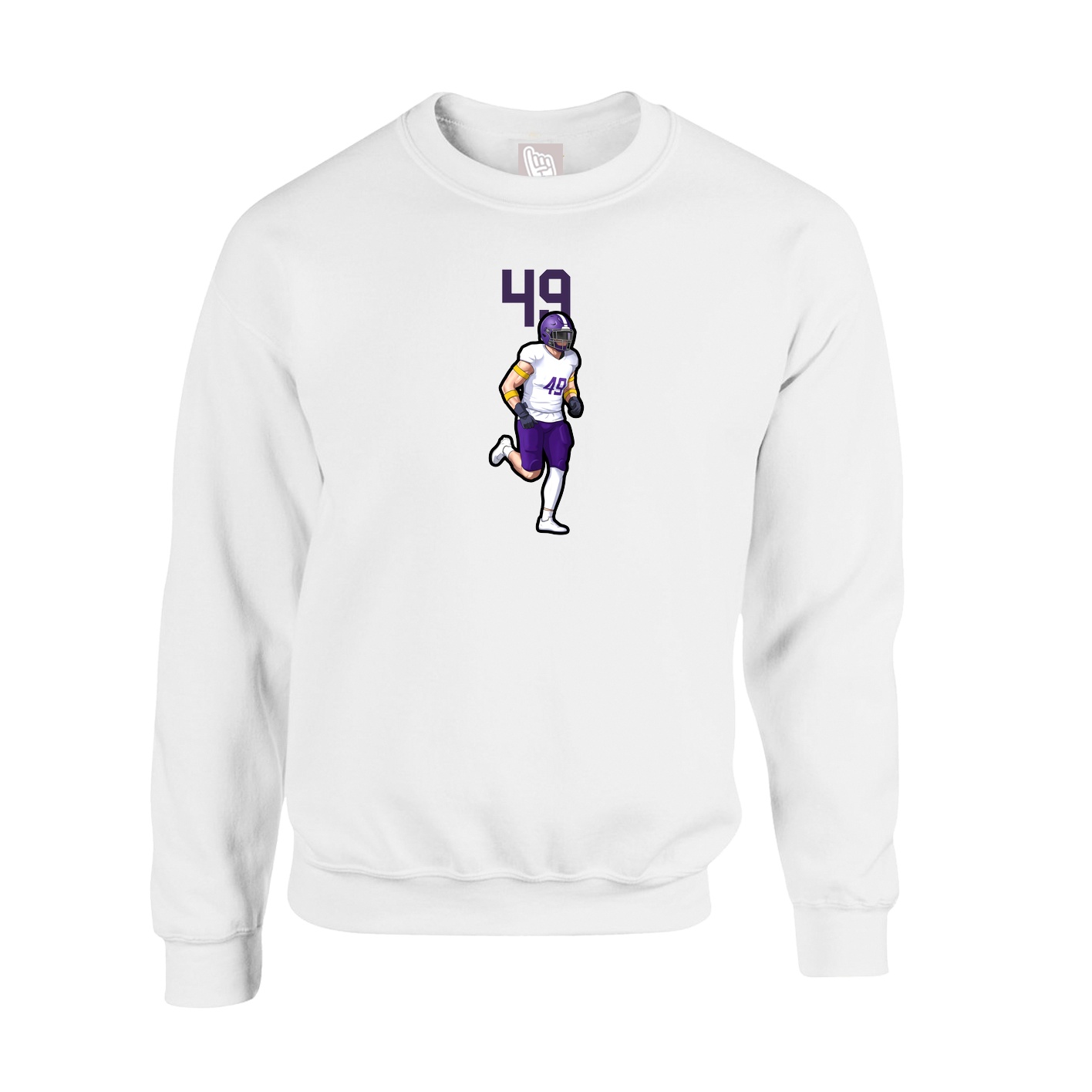 Fleece Crew — Number Top in White