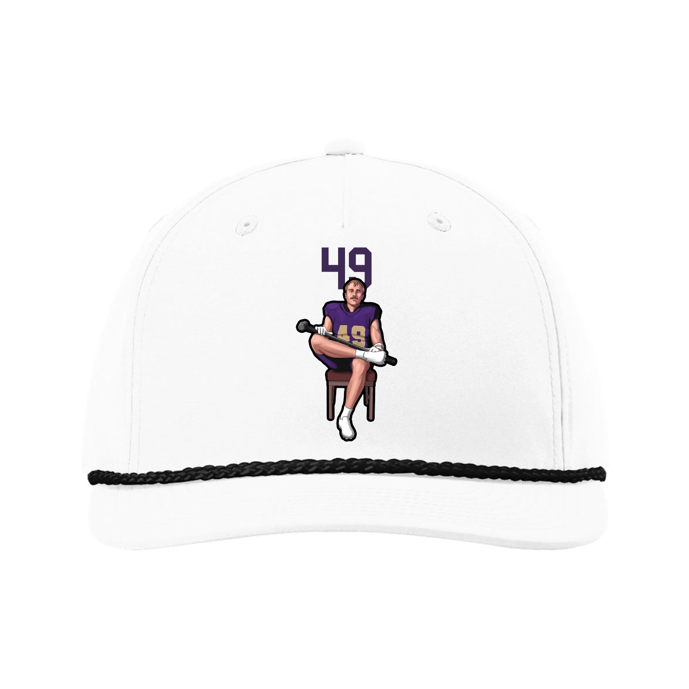 Five-Panel Classic Rope Cap — Number Top in White