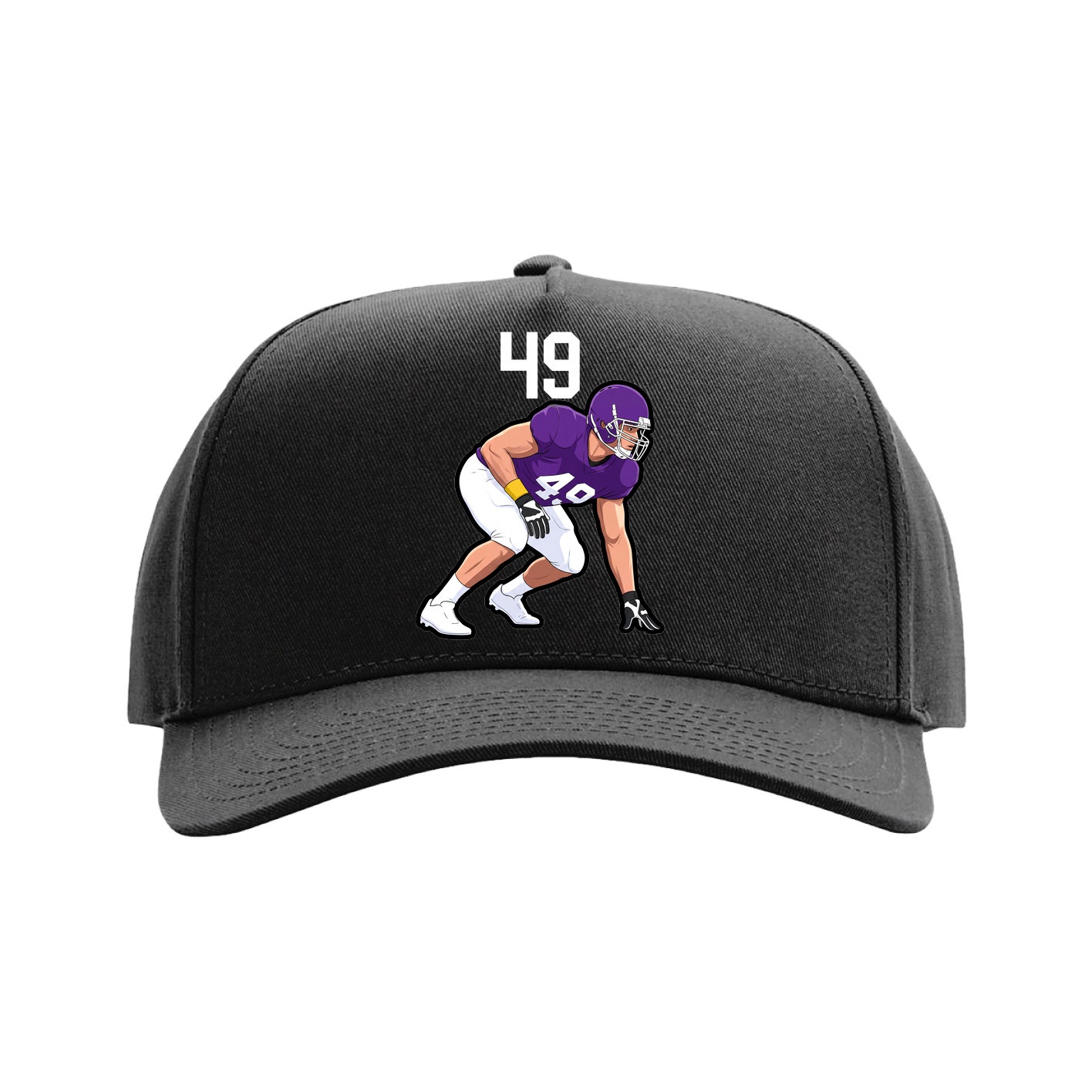 Full Fabric Five-Panel Champ Cap — Number Top in Black