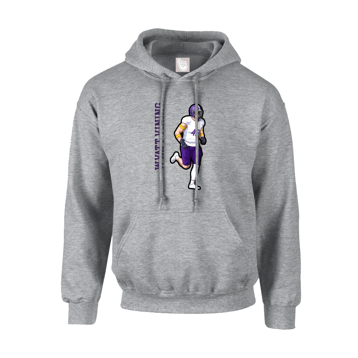 Youth Hoodie — Name Vertical in Grey