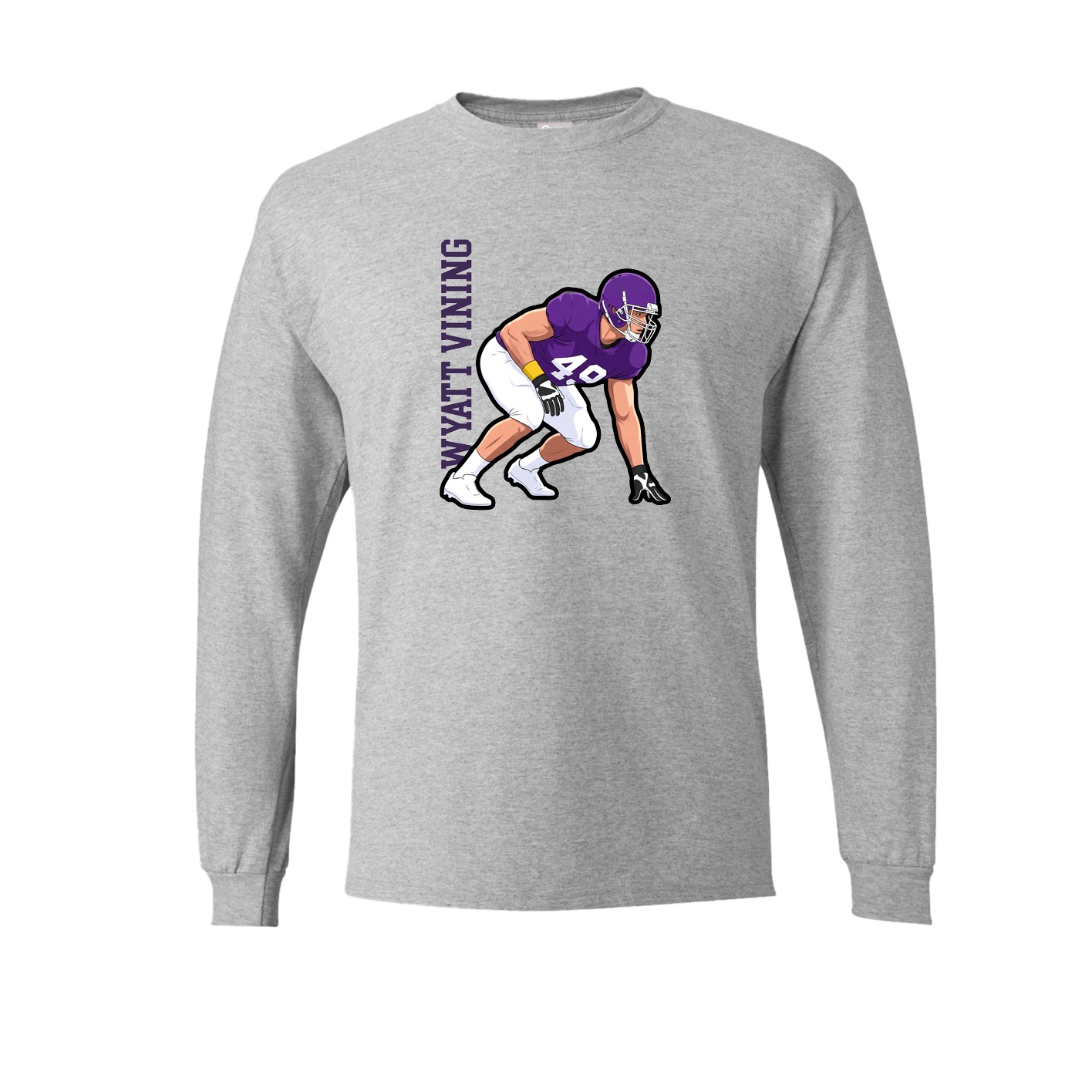 Long Sleeve Tee — Name Vertical in Grey