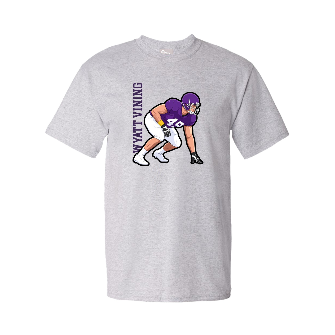 Youth Tee — Name Vertical in Grey