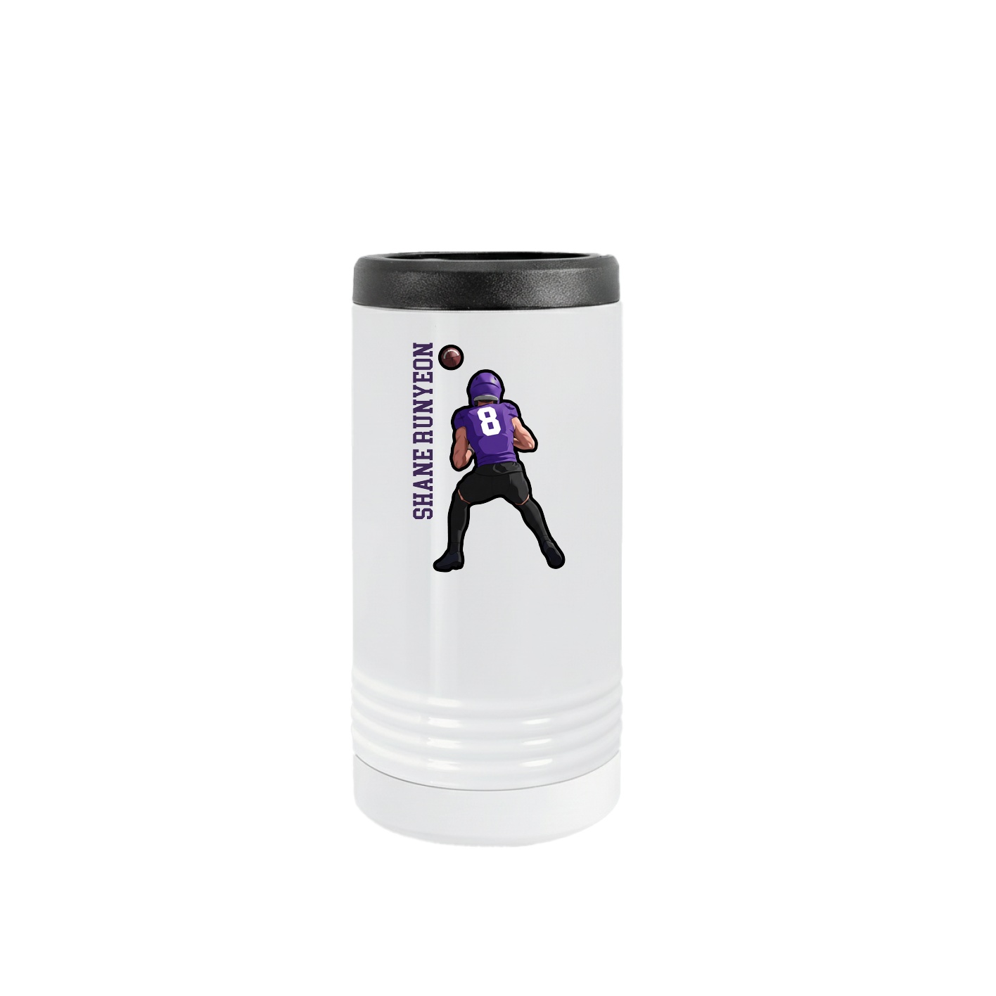 Slim Beverage Holder — Name Vertical in White