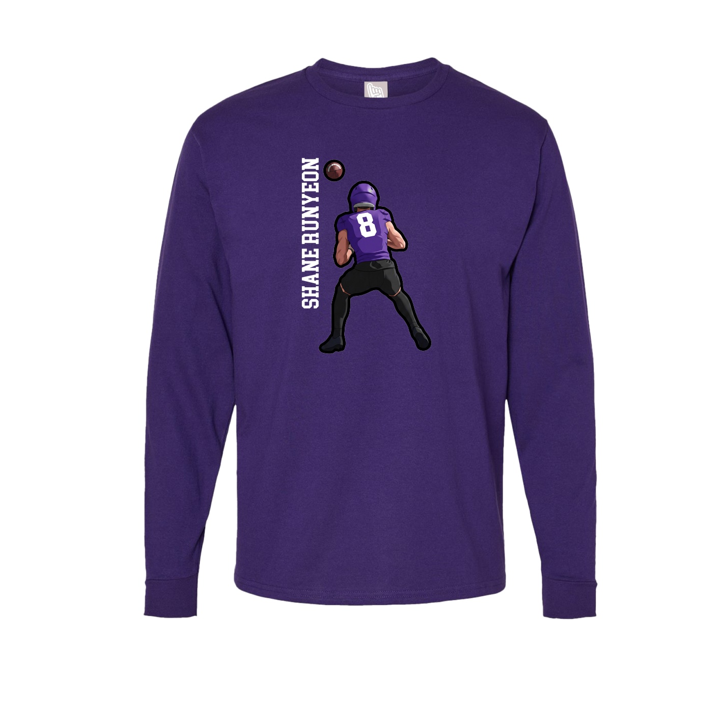 Long Sleeve Tee — Name Vertical in Purple