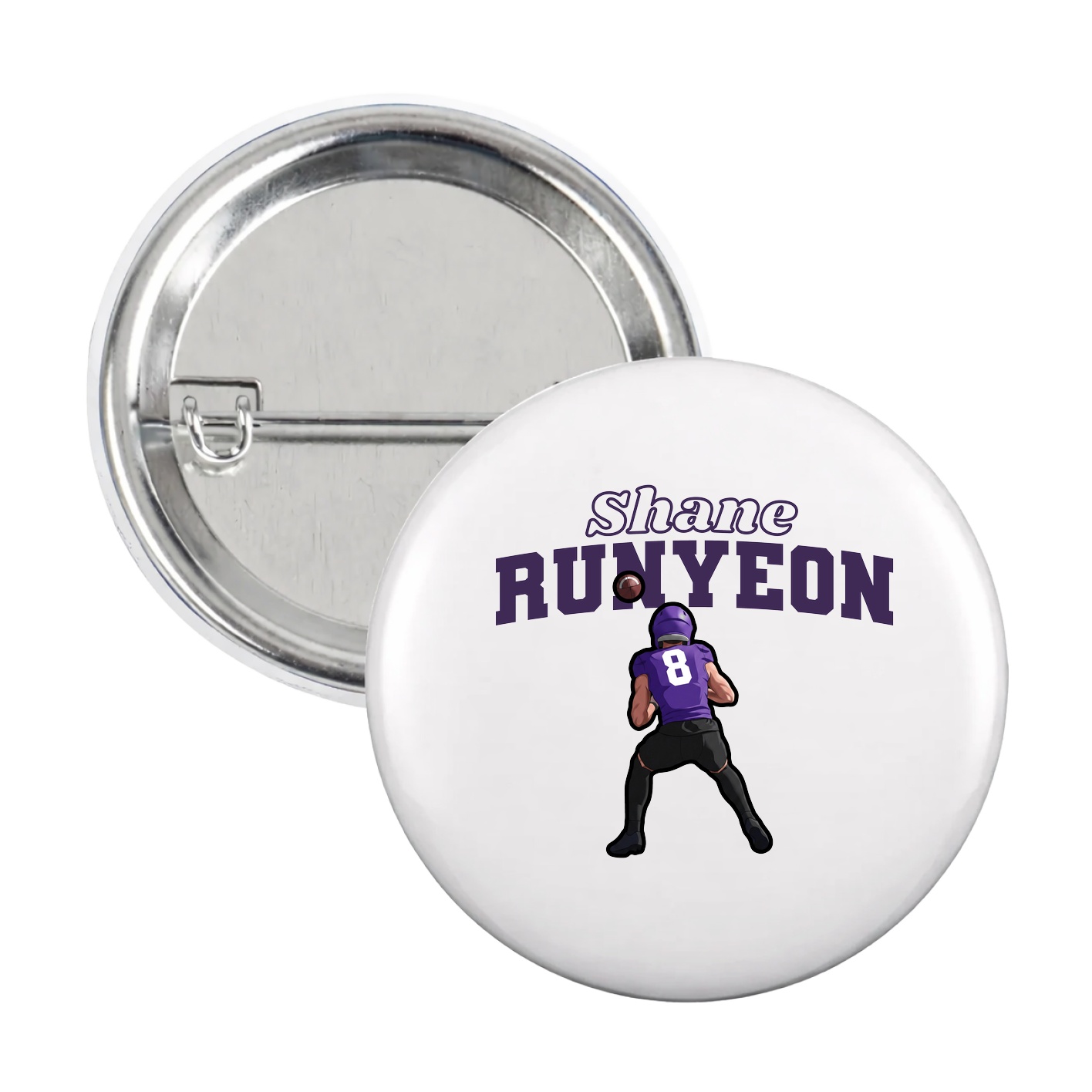 Game Day Button — Name Arch in White