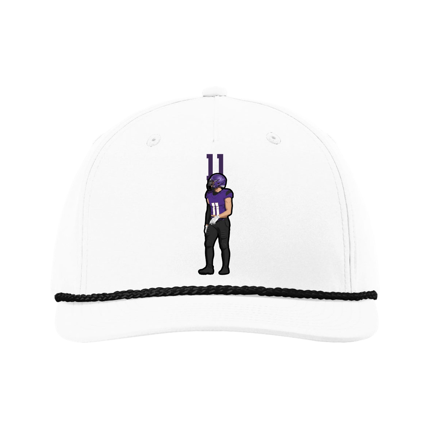 Five-Panel Classic Rope Cap — Number Top in White
