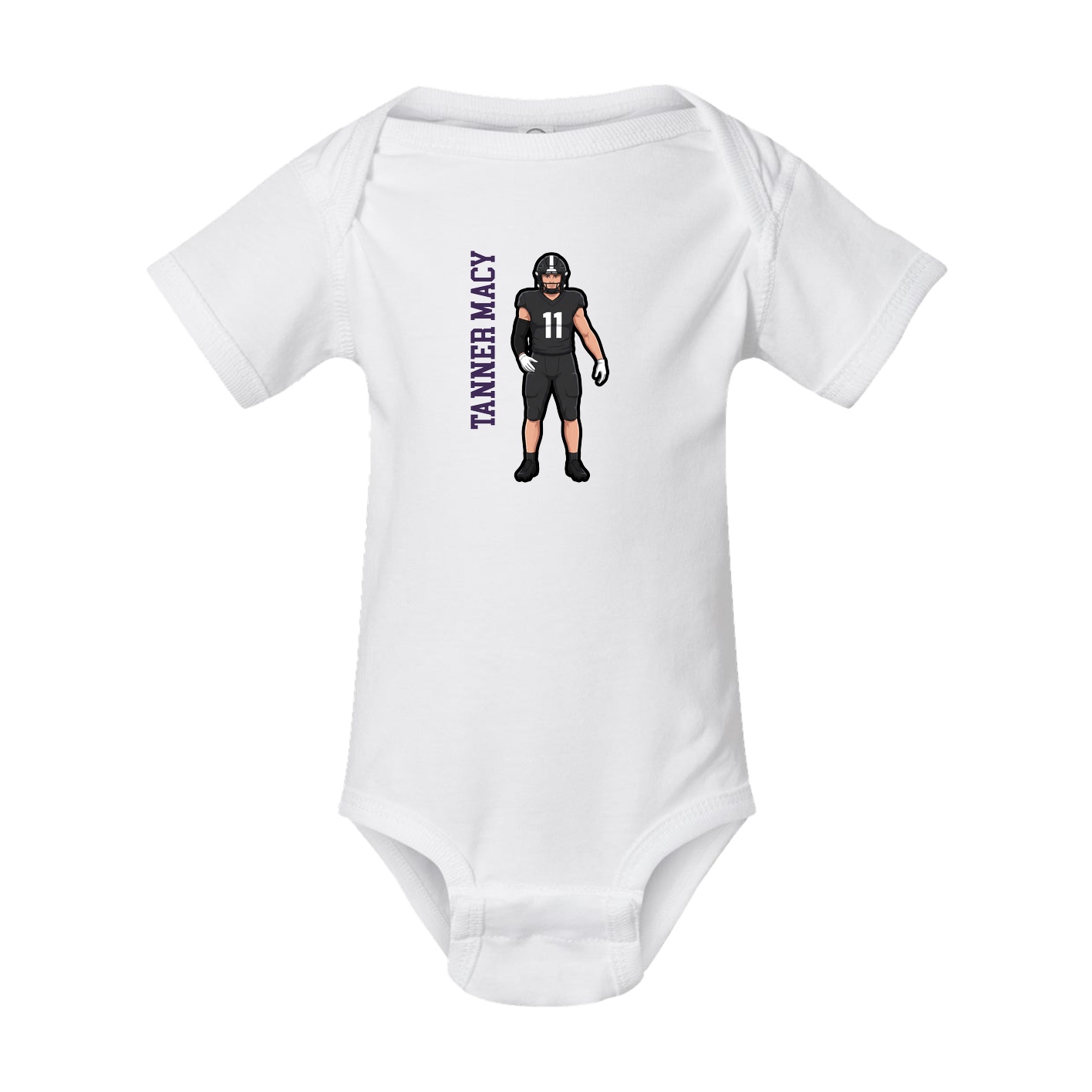 Baby Onesie — Name Vertical in White