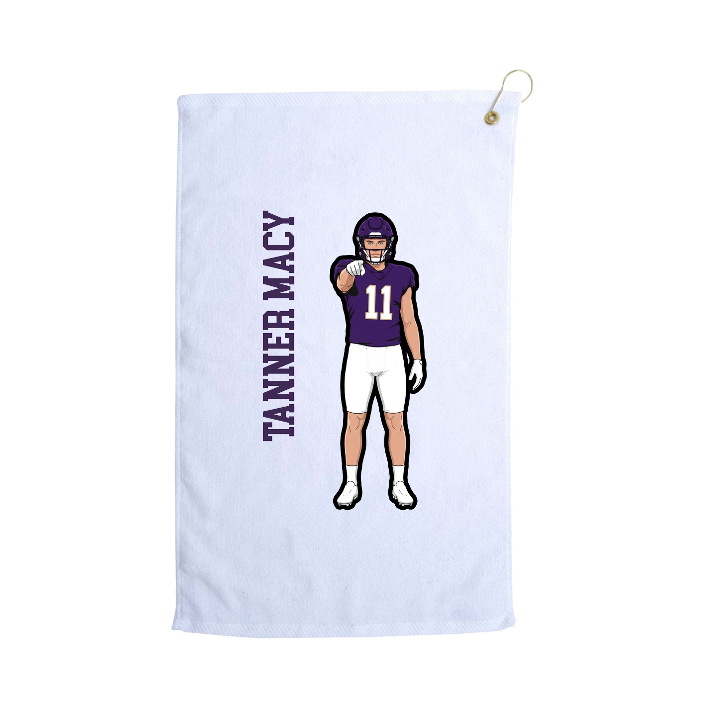 Golf Towel — Name Vertical in White