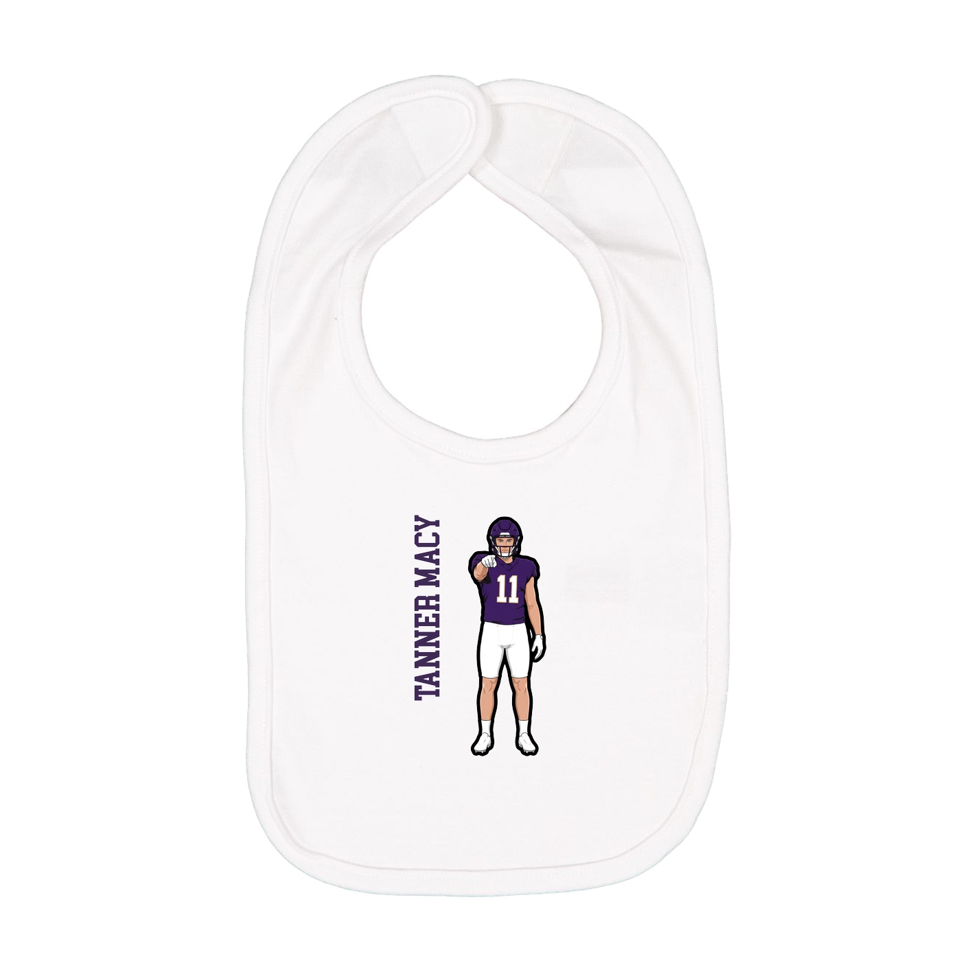 Infant Bib — Name Vertical in White