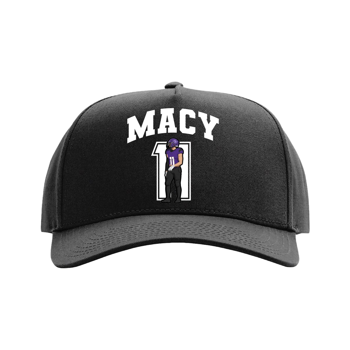 Full Fabric Five-Panel Champ Cap — Number in Black