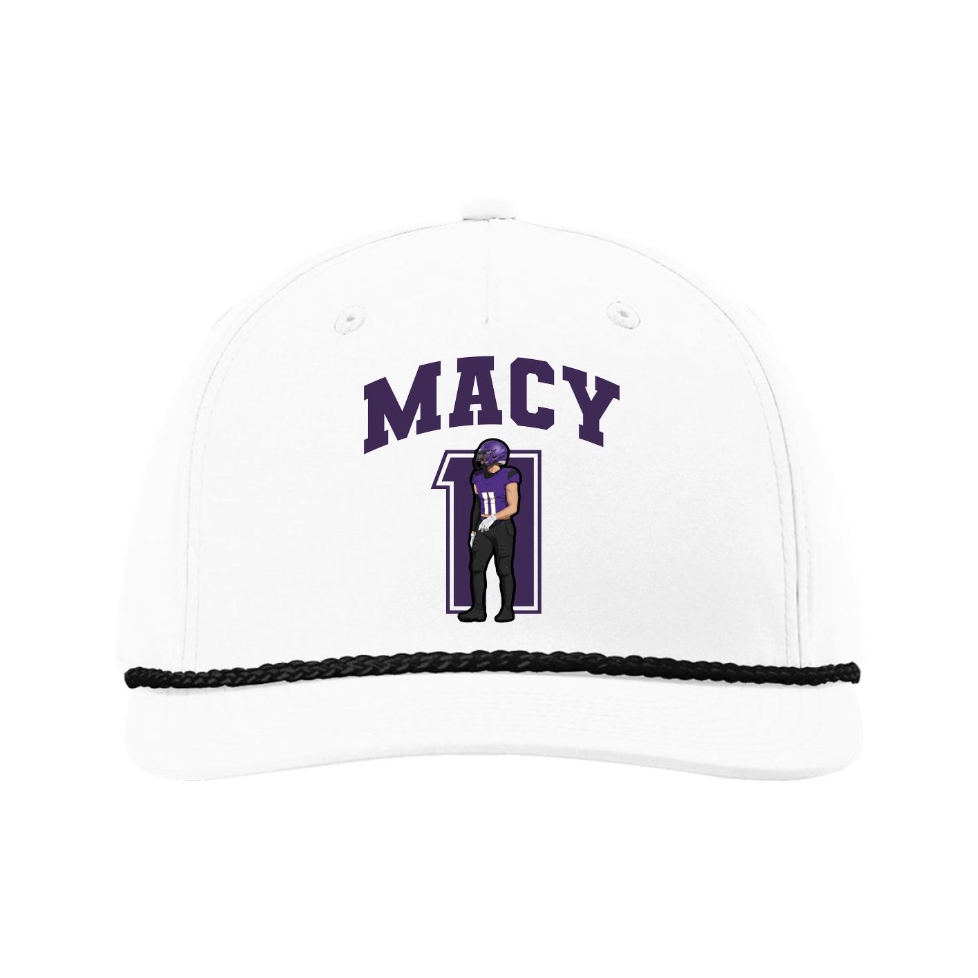 Five-Panel Classic Rope Cap — Number in White