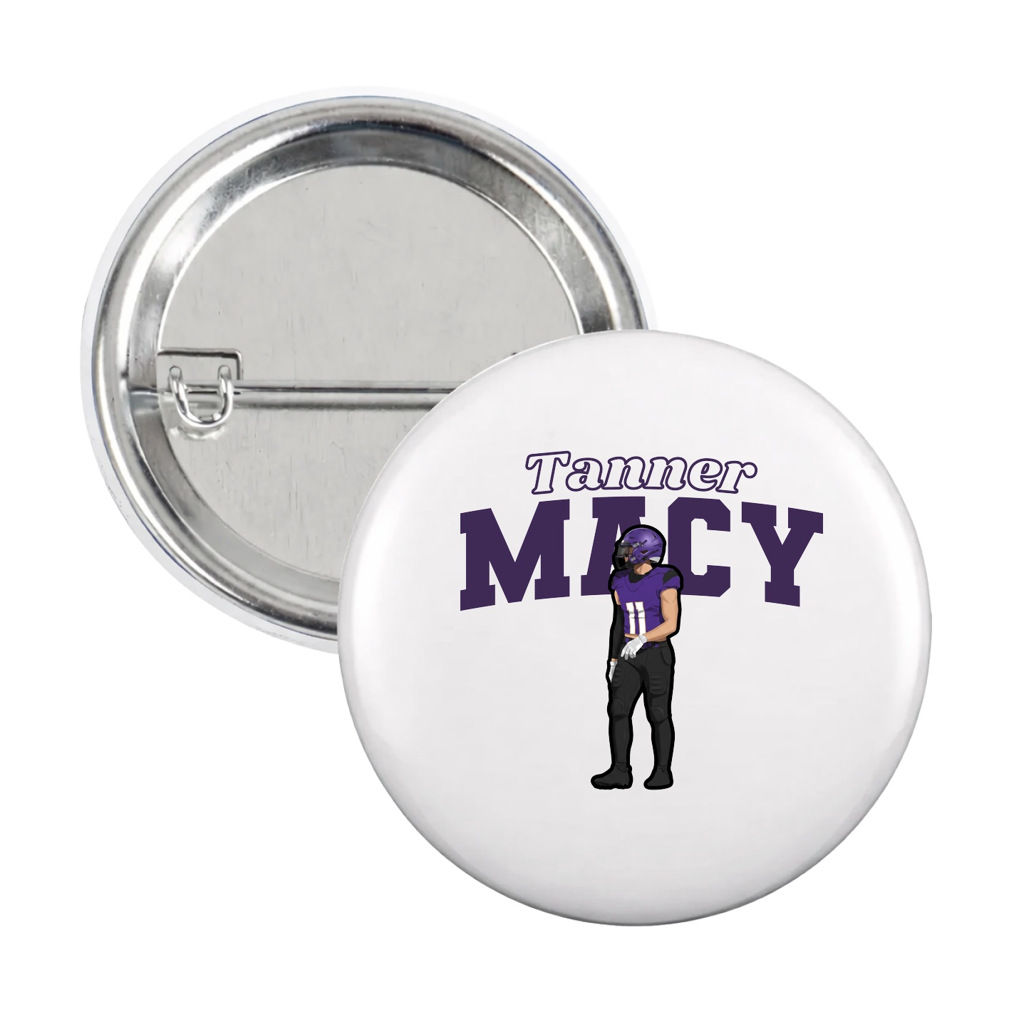 Game Day Button — Name Arch in White