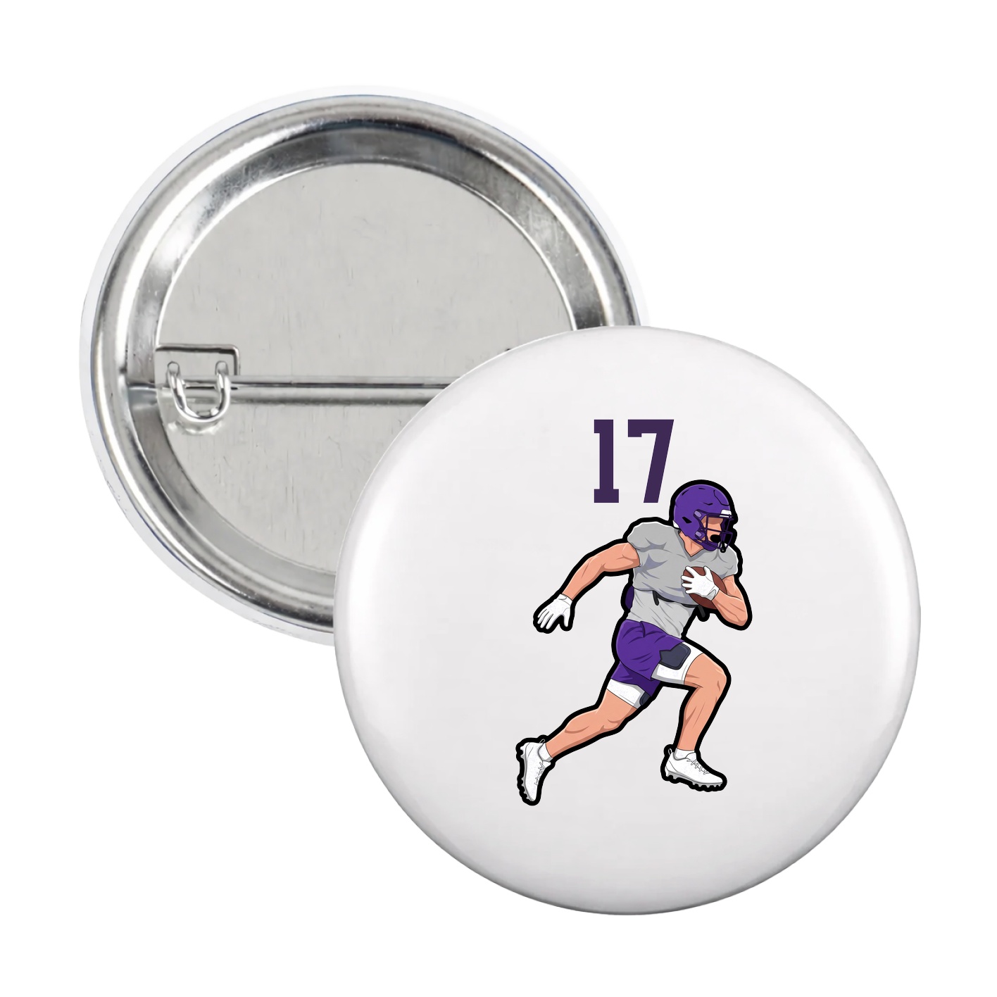 Game Day Button — Number Top in White