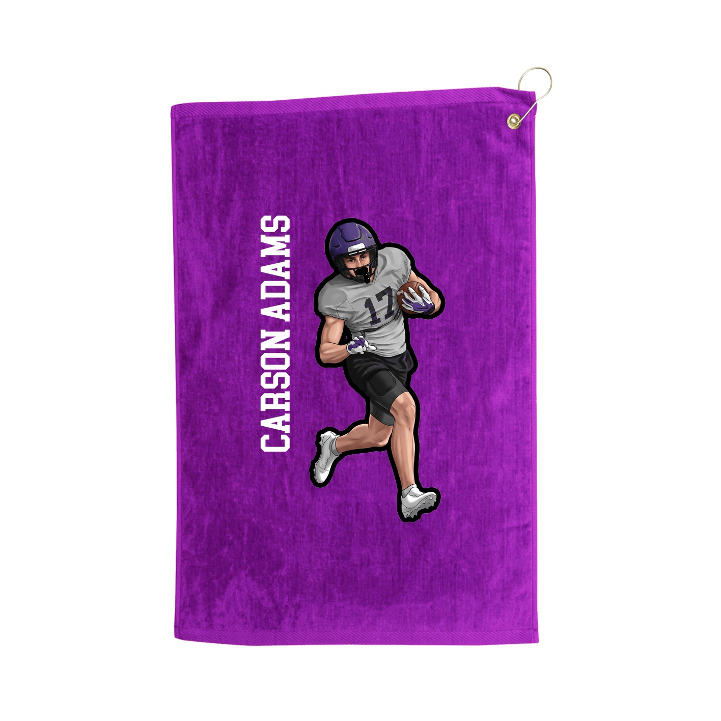 Golf Towel — Name Vertical in Purple