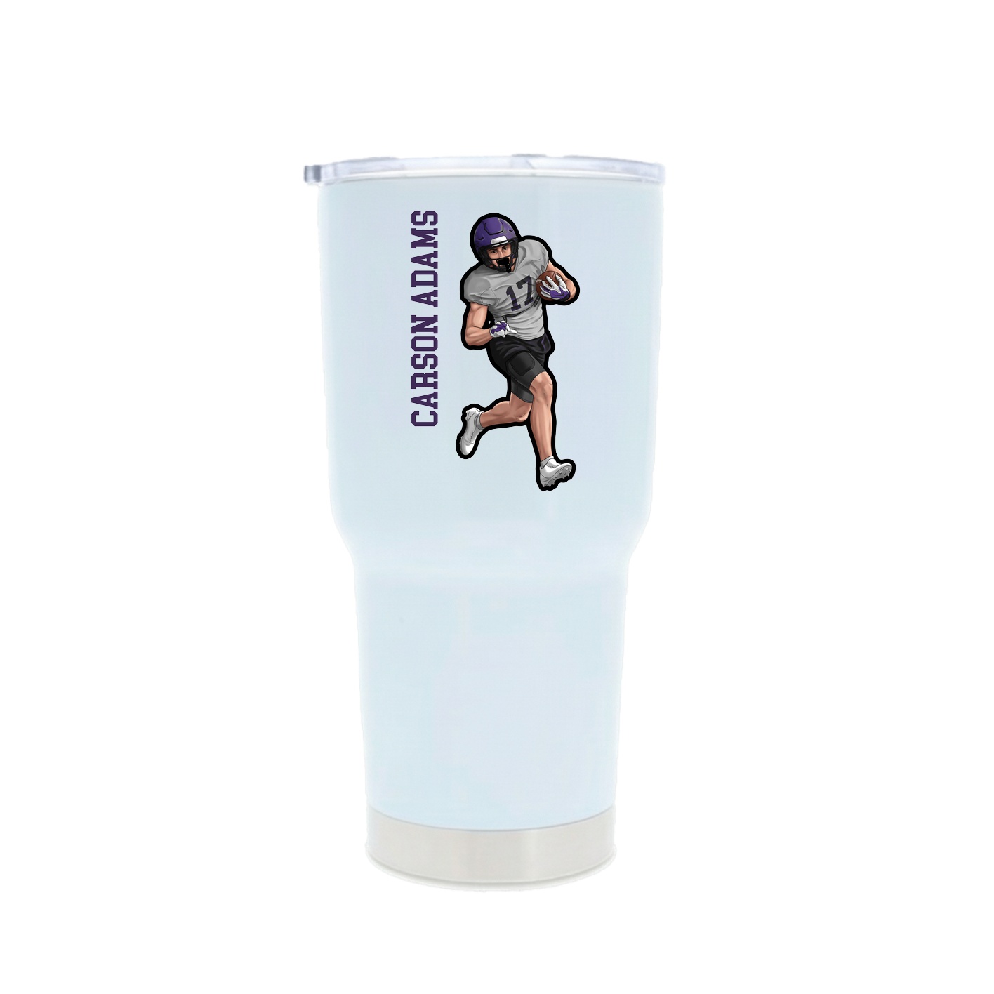30oz Stainless Steel Tumbler — Name Vertical in White