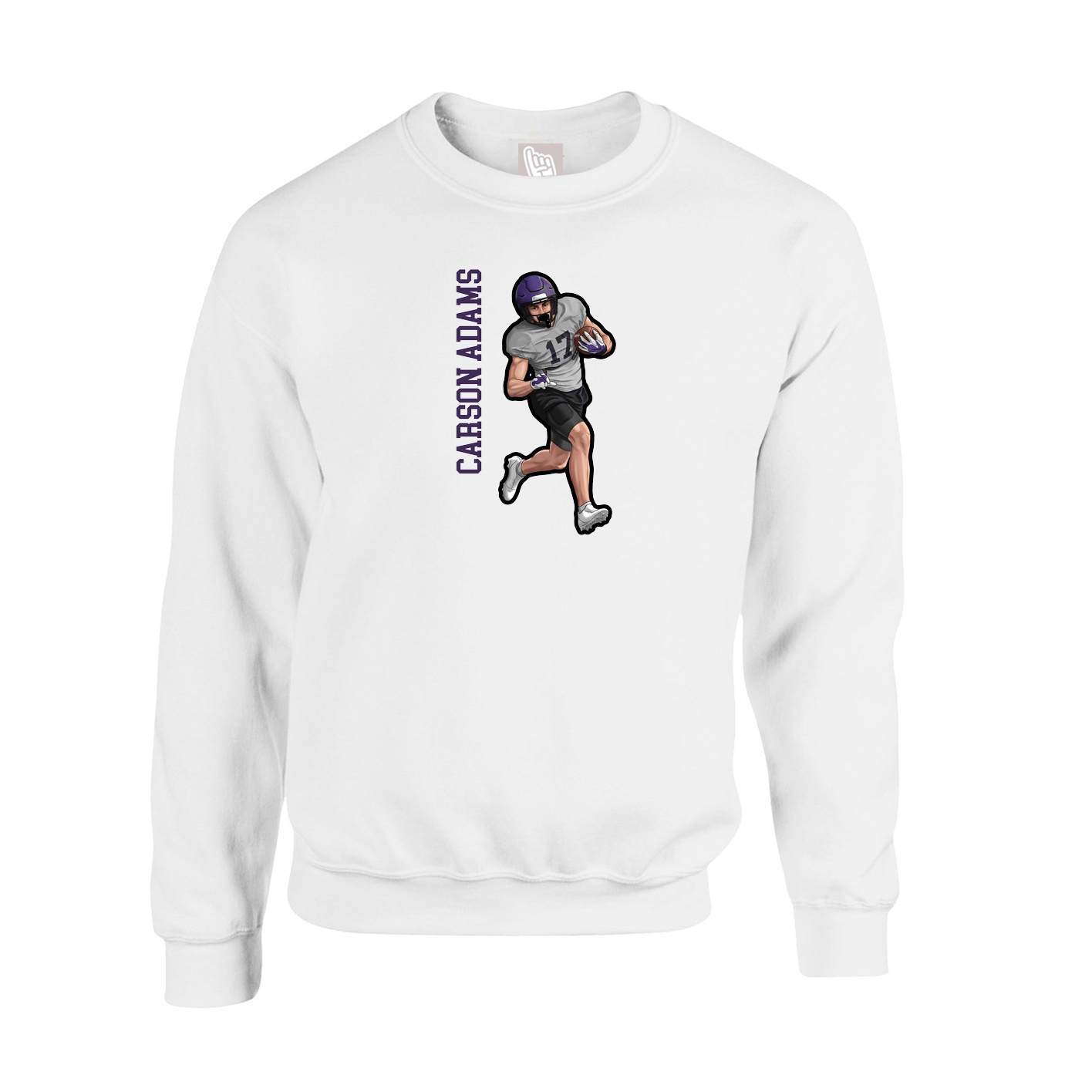 Fleece Crew — Name Vertical in White