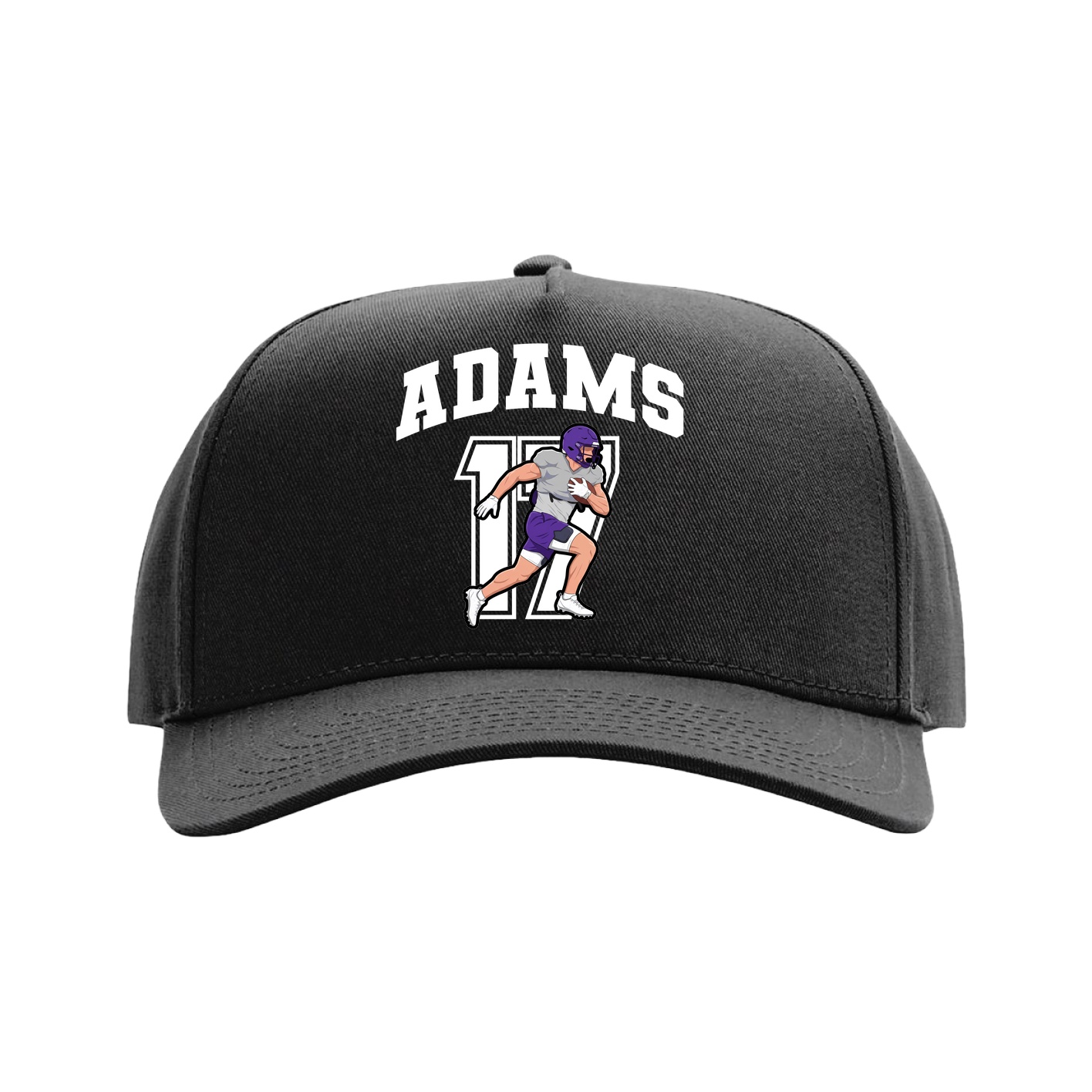 Full Fabric Five-Panel Champ Cap — Number in Black