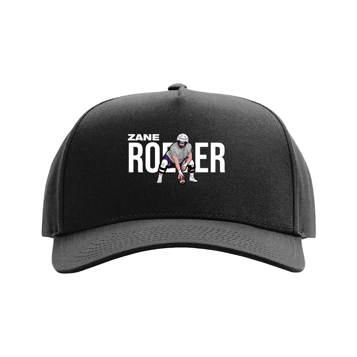 Full Fabric Five-Panel Champ Cap — Player Name in Black