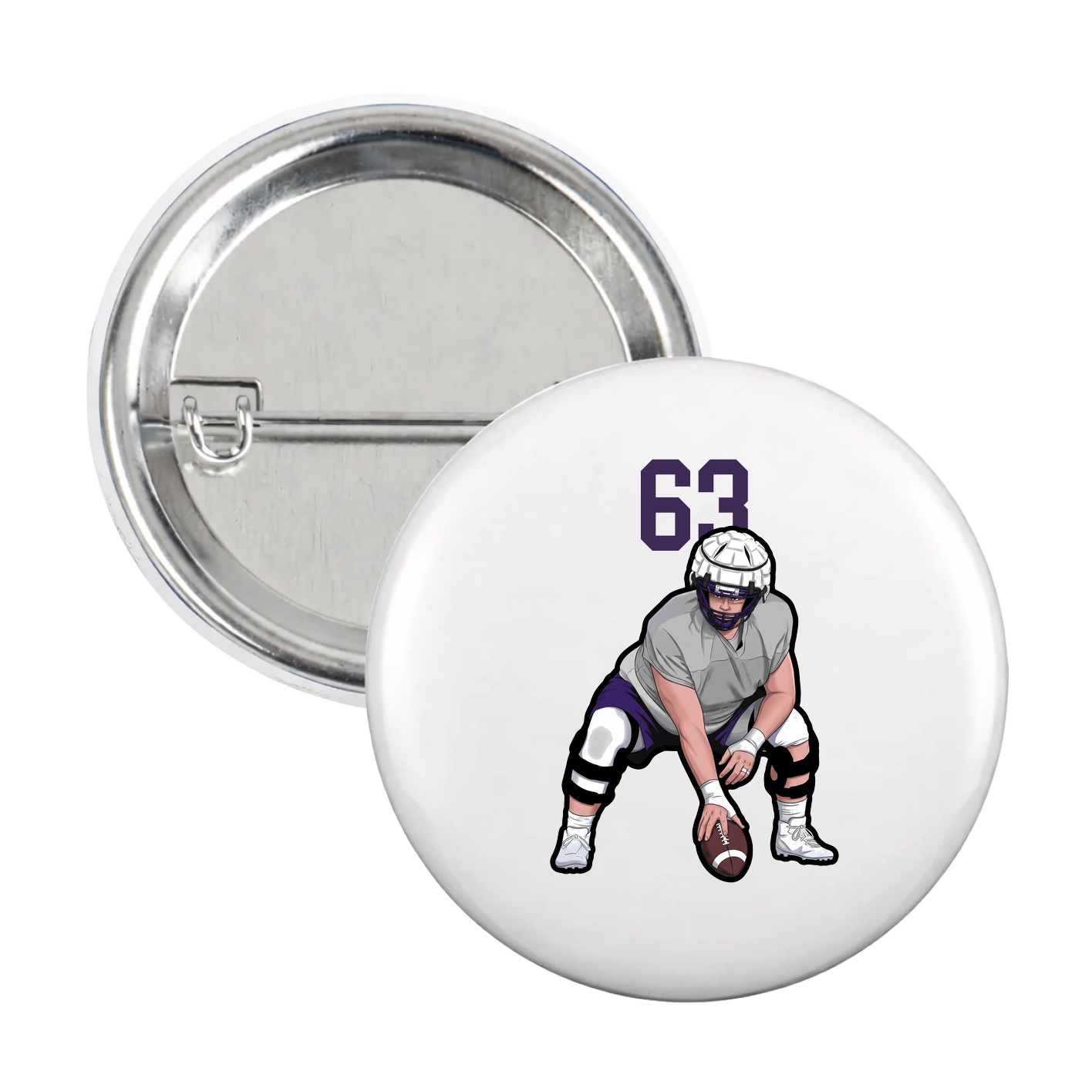 Game Day Button — Number Top in White