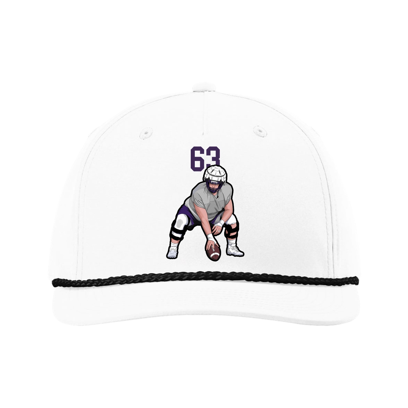 Five-Panel Classic Rope Cap — Number Top in White