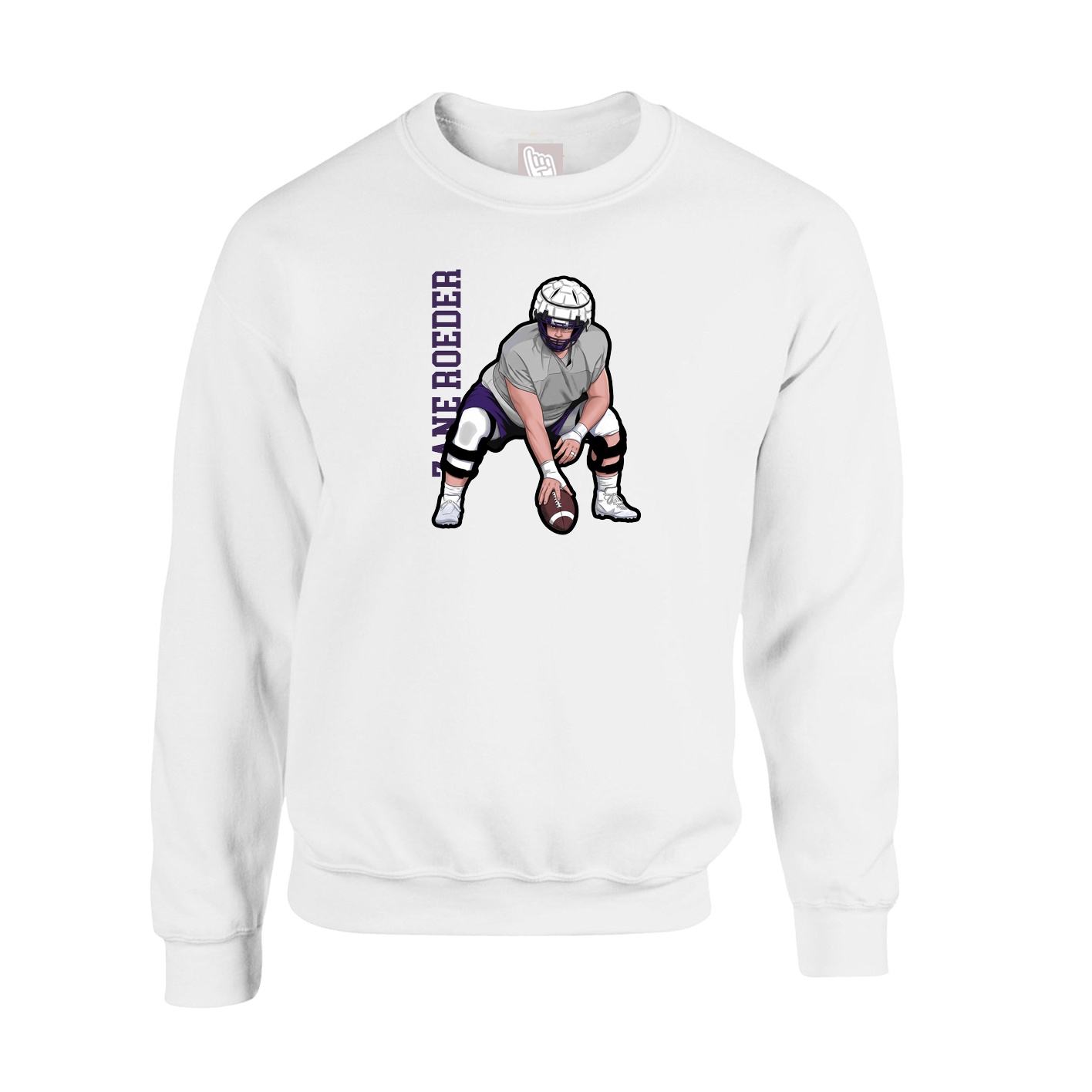 Fleece Crew — Name Vertical in White