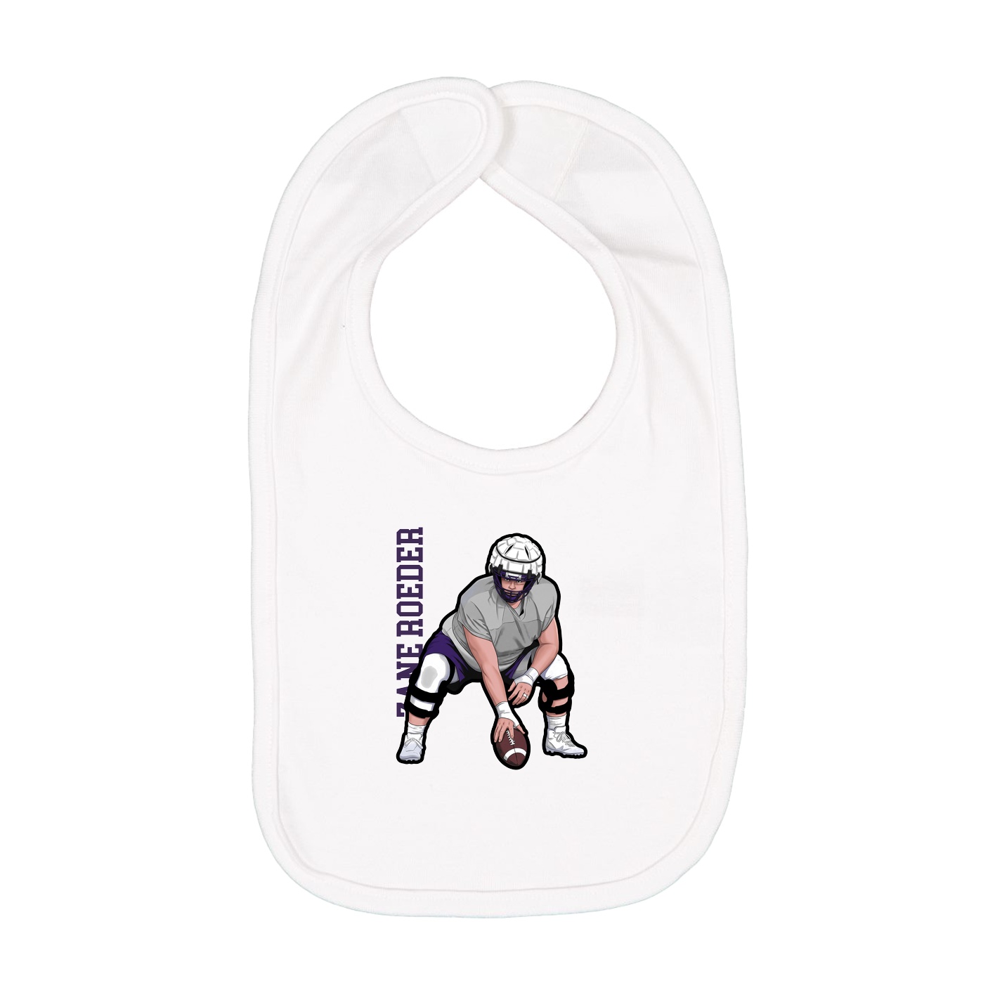 Infant Bib — Name Vertical in White