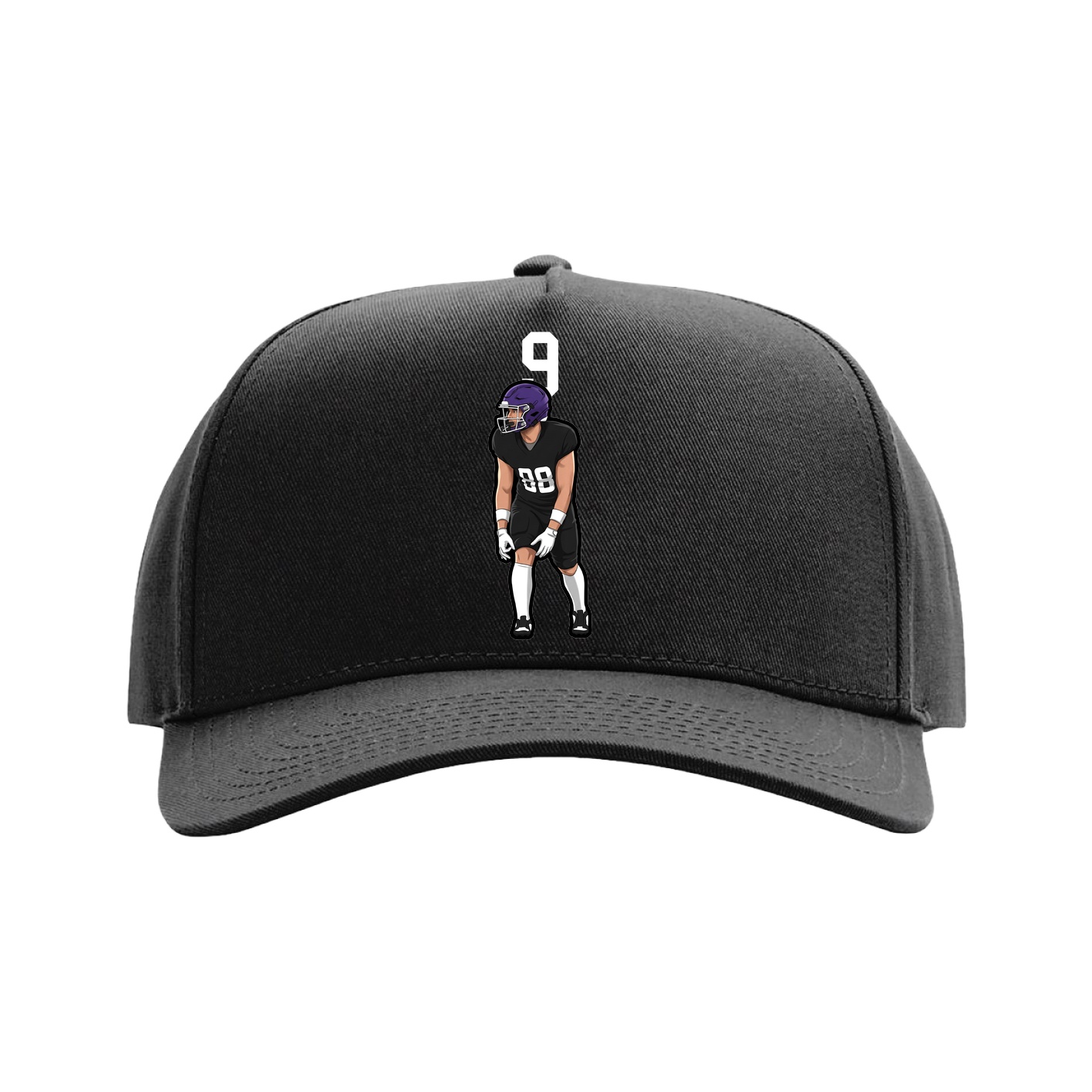 Full Fabric Five-Panel Champ Cap — Number Top in Black