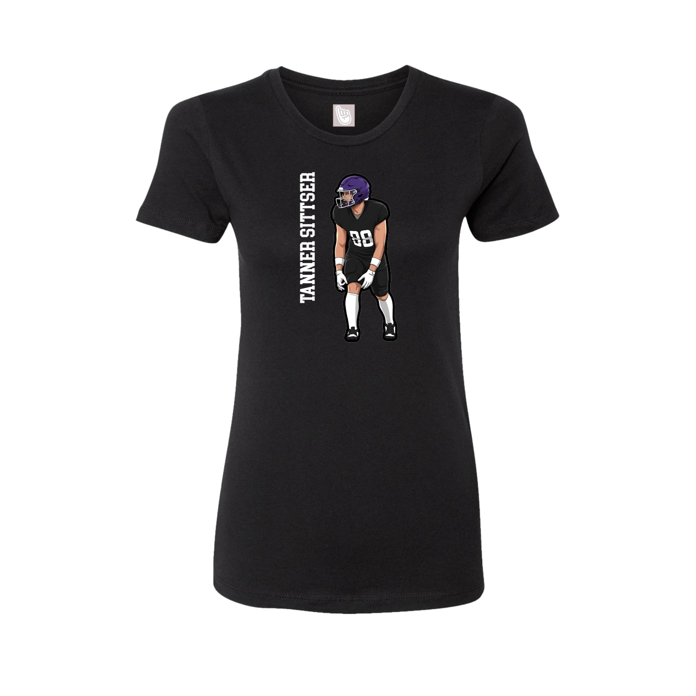 Womens Tee — Name Vertical in Black